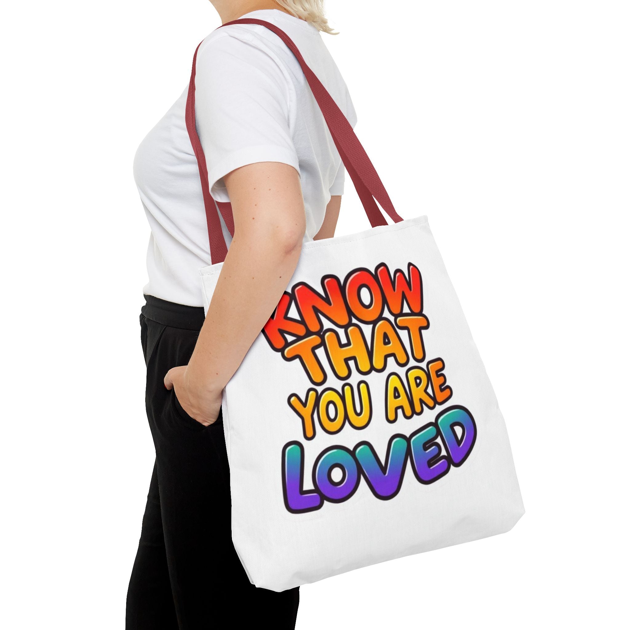 Know That You Are Loved Text Design Tote Bag