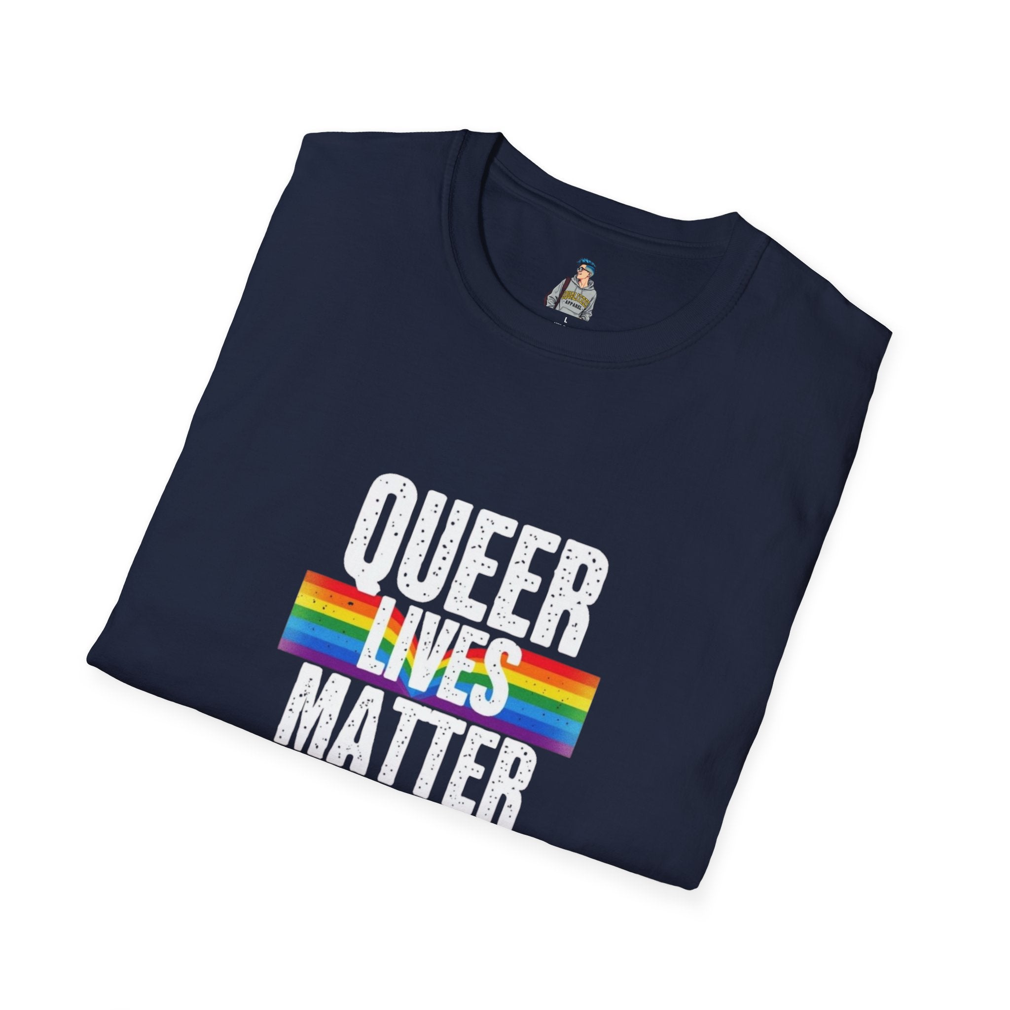 Queer Lives Matter Unisex Softstyle T-Shirt - Support LGBTQ+ Rights