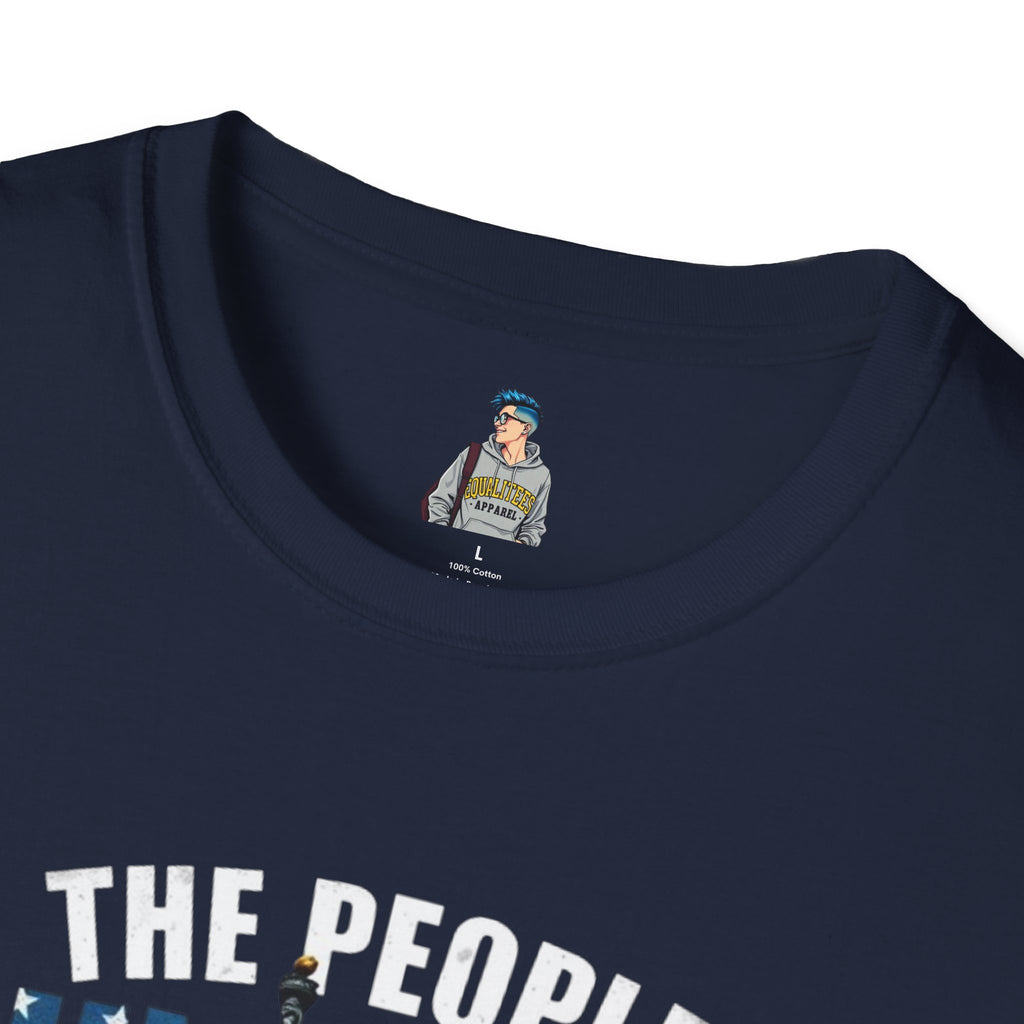 Patriotic Unisex Softstyle T-Shirt - "The People United Will Not Be Defeated"