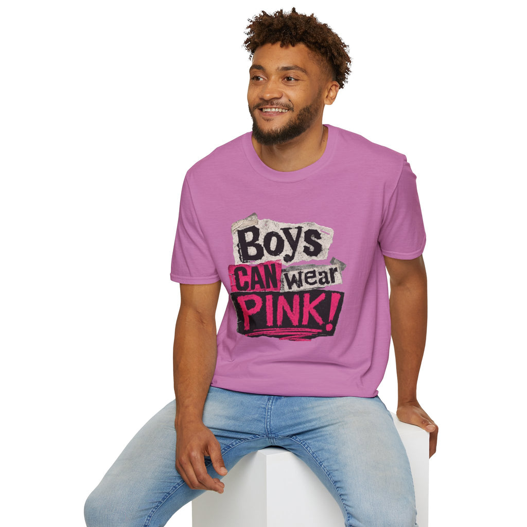 Boys Can Wear Pink T-Shirt — Bold Retro Feminist Graphic Tee