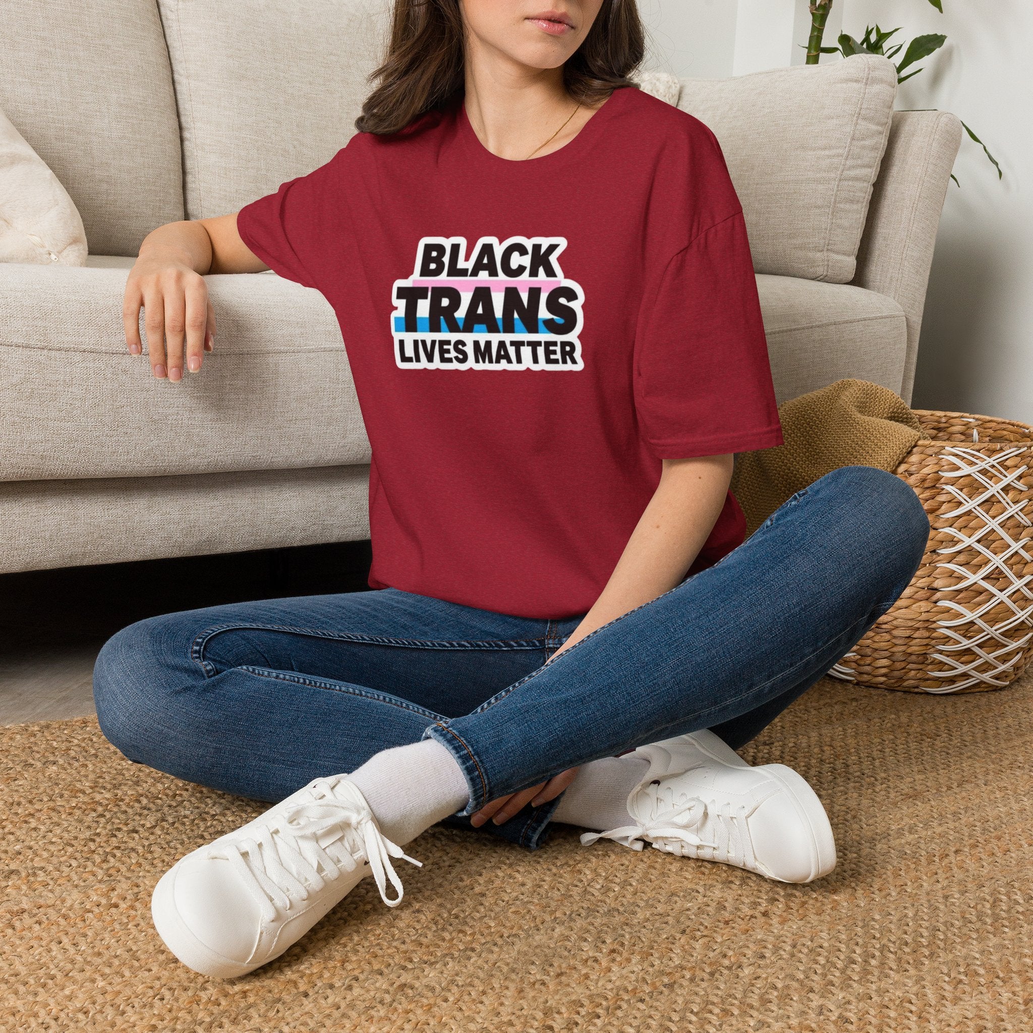 Unisex Softstyle T-Shirt - Black Trans Lives Matter Statement Tee