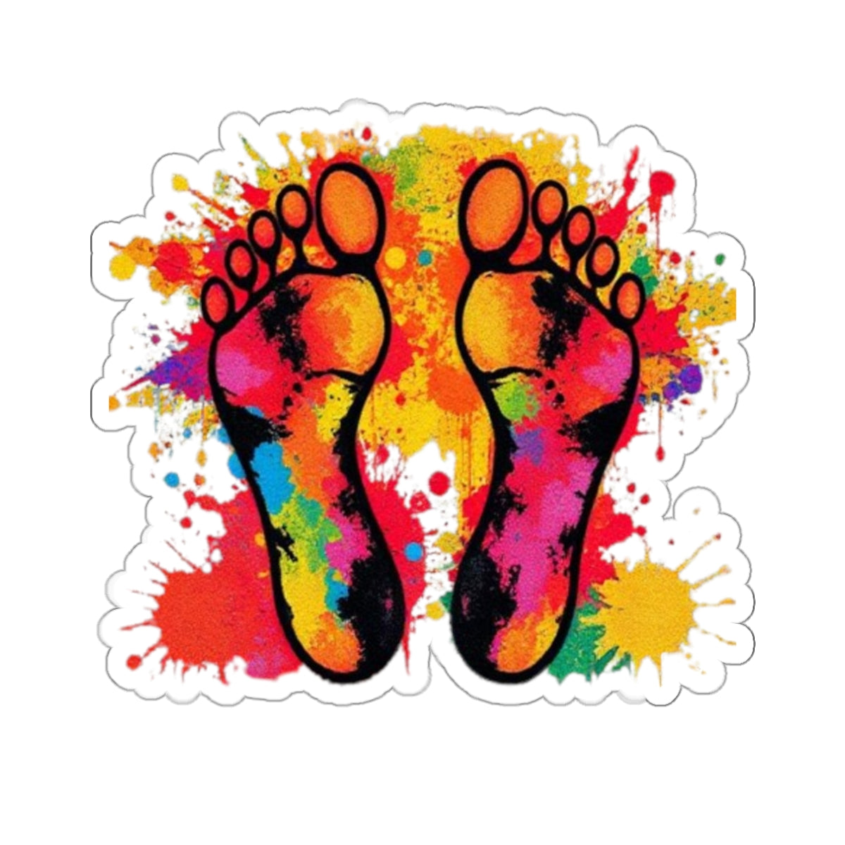 Die-Cut Stickers - Rainbow Feet Splattered Paint