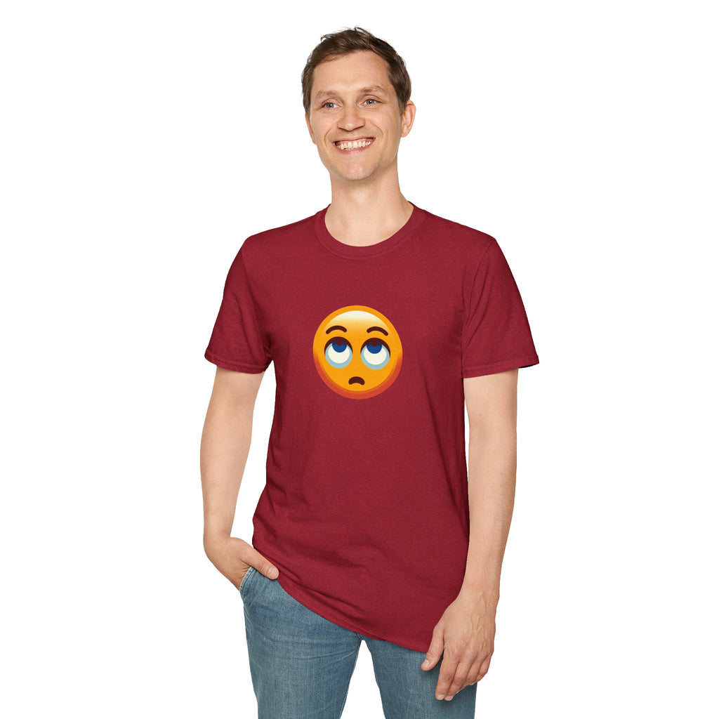 Unisex Softstyle T-Shirt with Eye Roll Emoji | Casual Graphic Tee for Everyday Humor