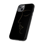 Android OR iPhone Compatible Cases - Gold Line Face Design - Unique Tough Cases
