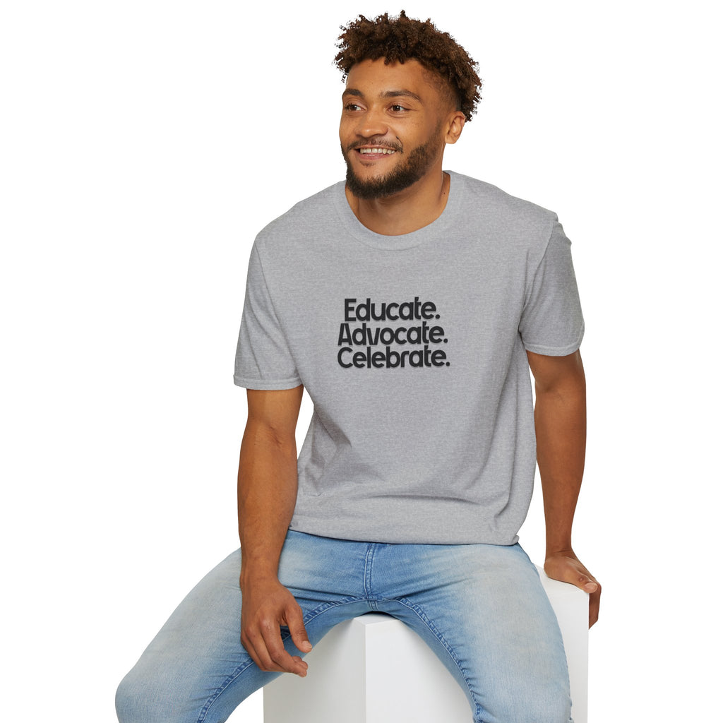 Teacher Advocate T-Shirt - Subtle Pride Educate Advocate Celebrate Design - EqualiTees.Me