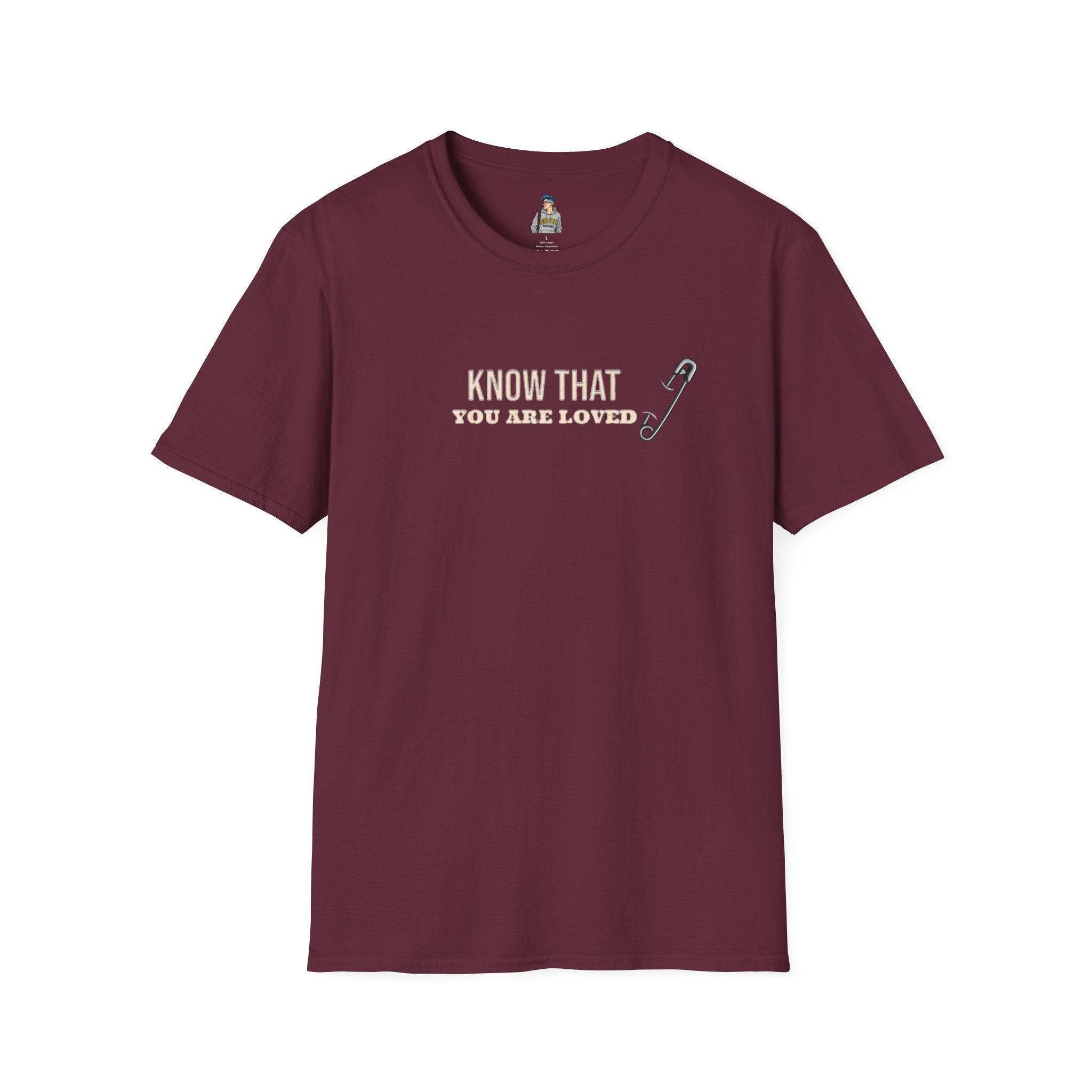 Safety Pin Know That You Are Loved Inspirational Tee Unisex Softstyle T-Shirt