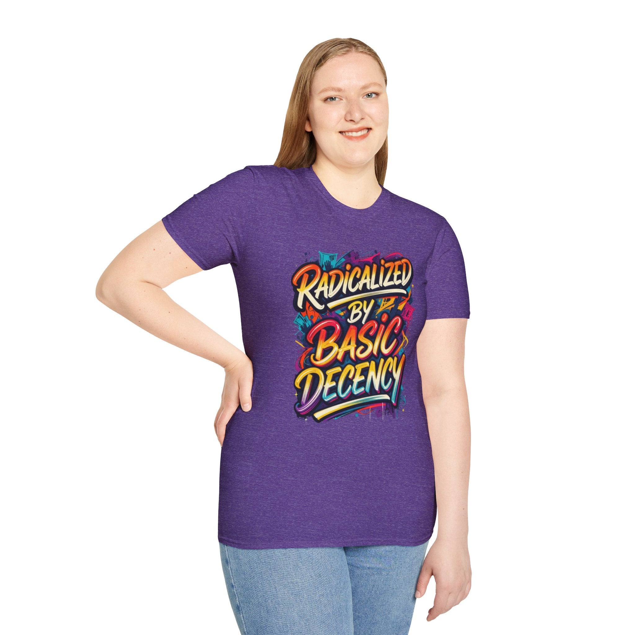 Radicalized by Basic Decency T-Shirt Colorful Graffiti Typography