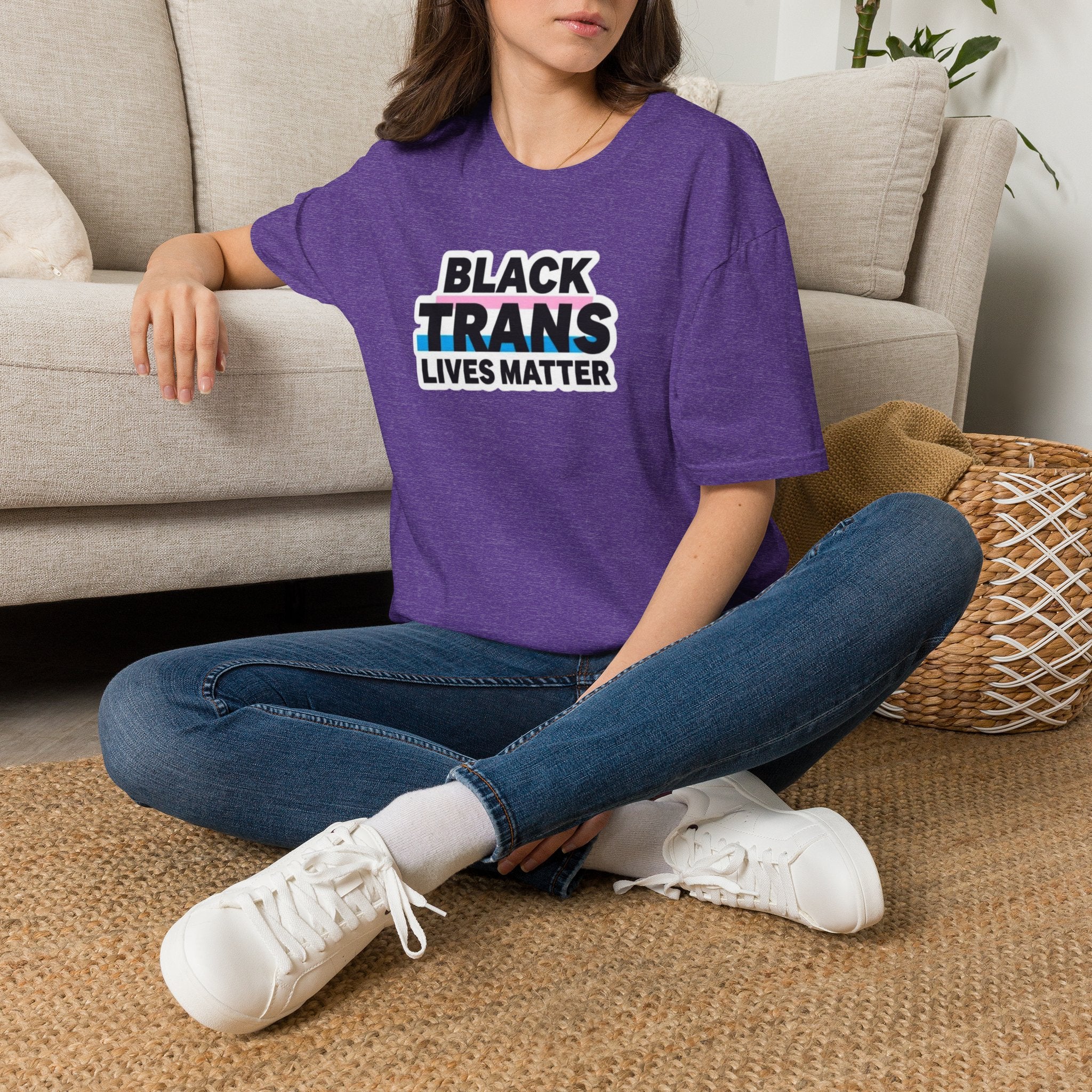 Unisex Softstyle T-Shirt - Black Trans Lives Matter Statement Tee