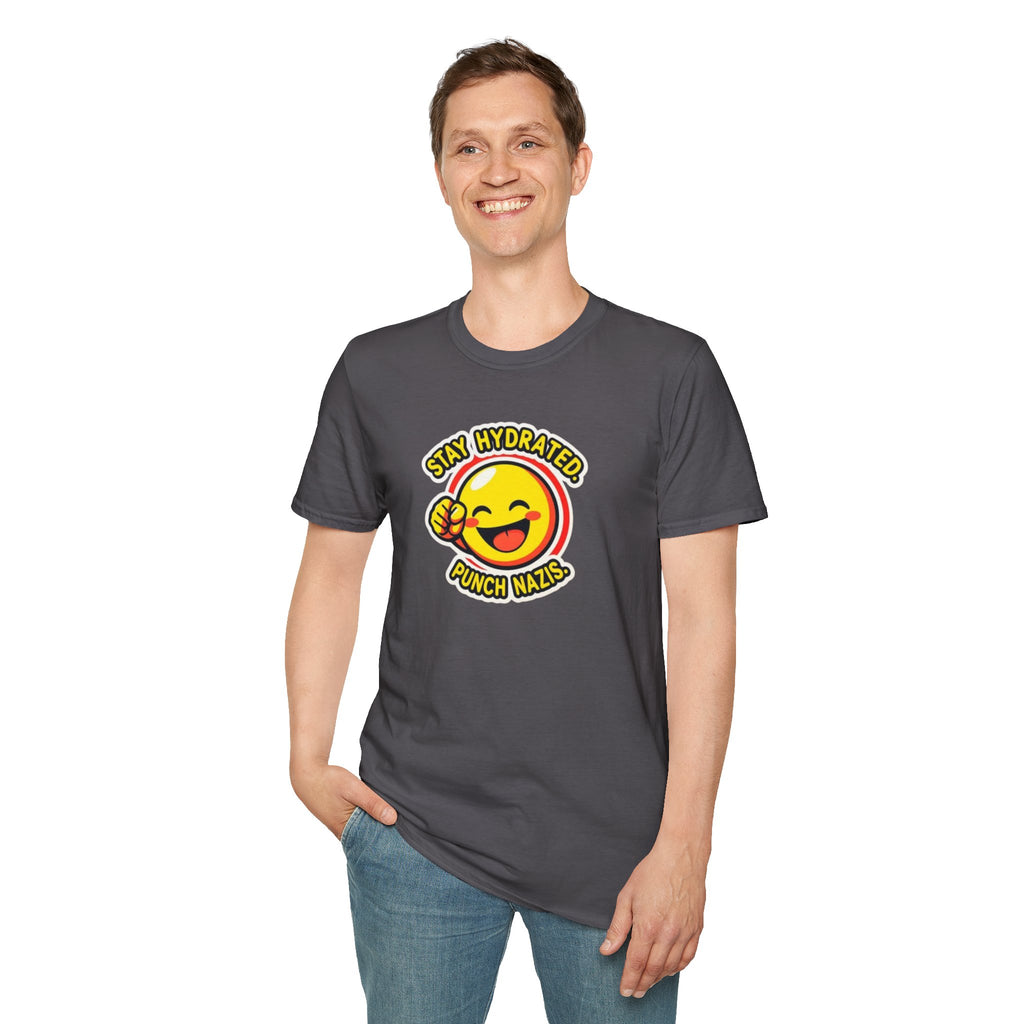 Stay Hydrated, Punch Nazis Funny Emoji T-Shirt