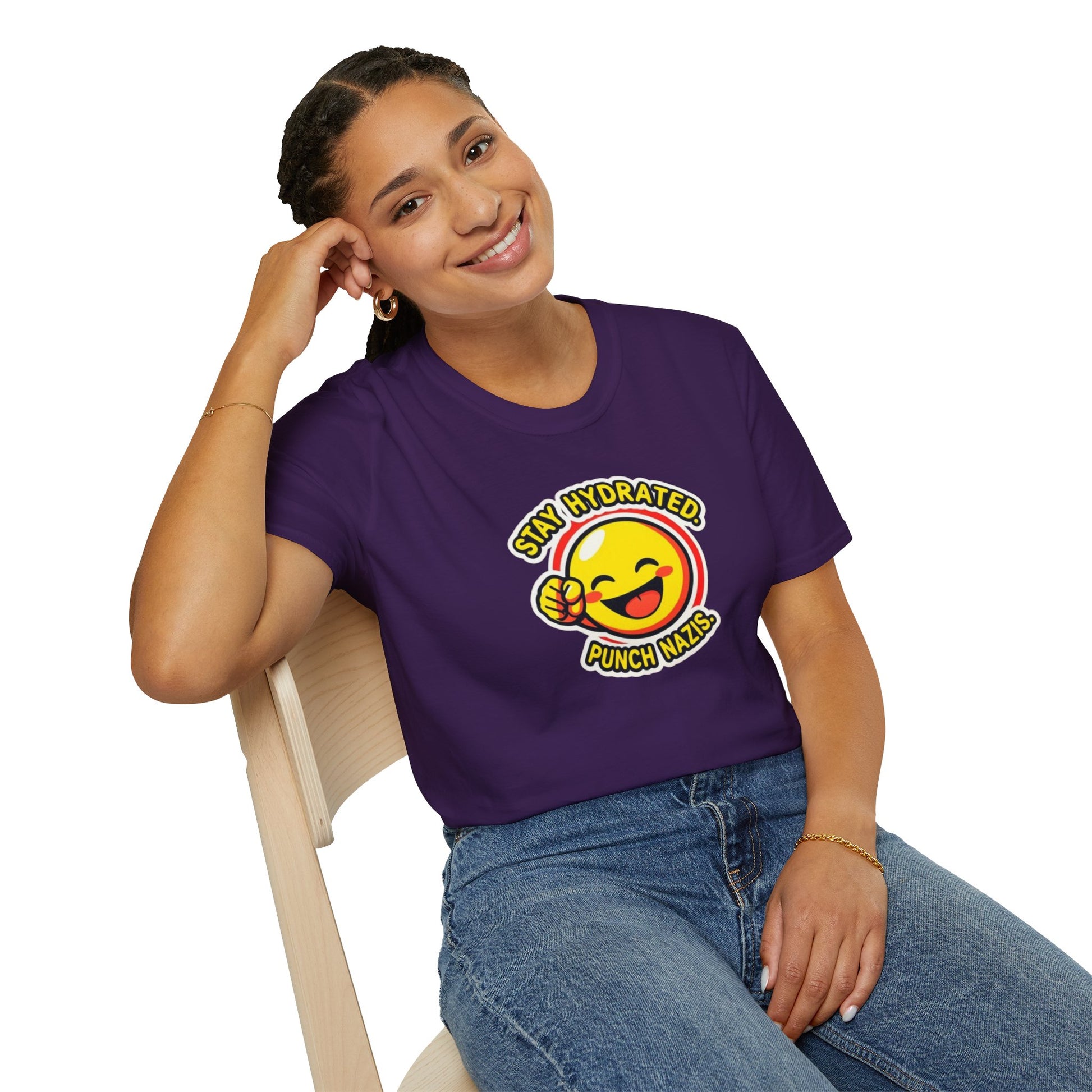 Stay Hydrated, Punch Nazis Funny Emoji T-Shirt