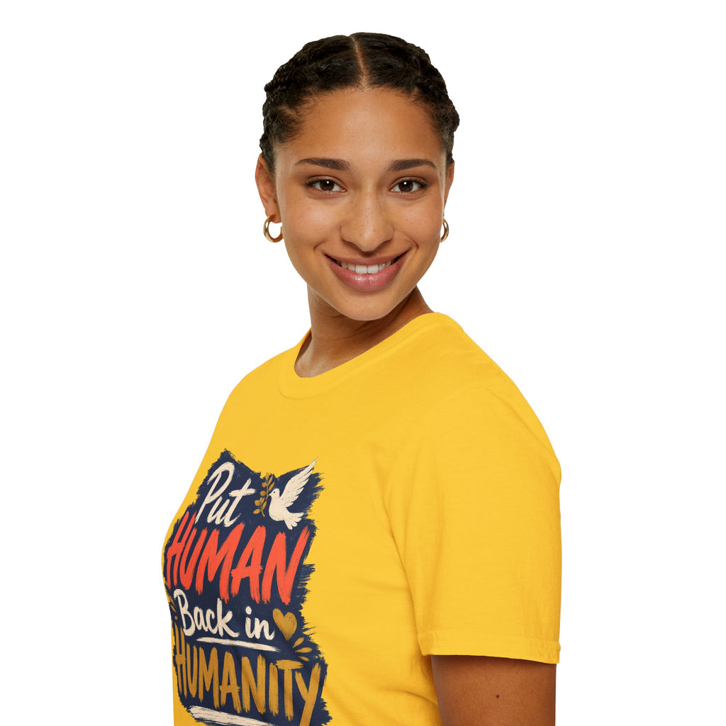Put Human Back in Humanity T-Shirt — Inspirational Peace Dove Tee