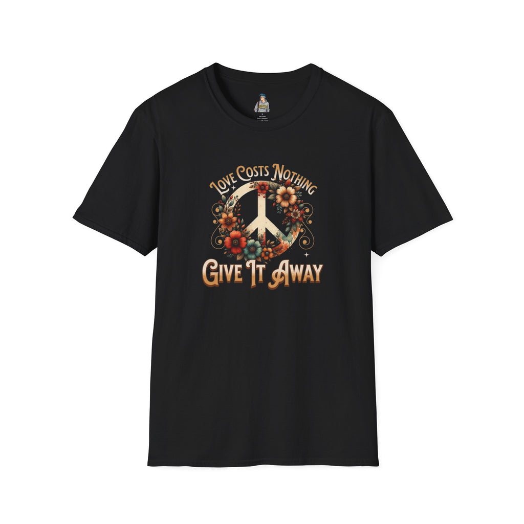 Unisex Softstyle T-Shirt - Love Costs Nothing, Give It Away Floral Peace Design