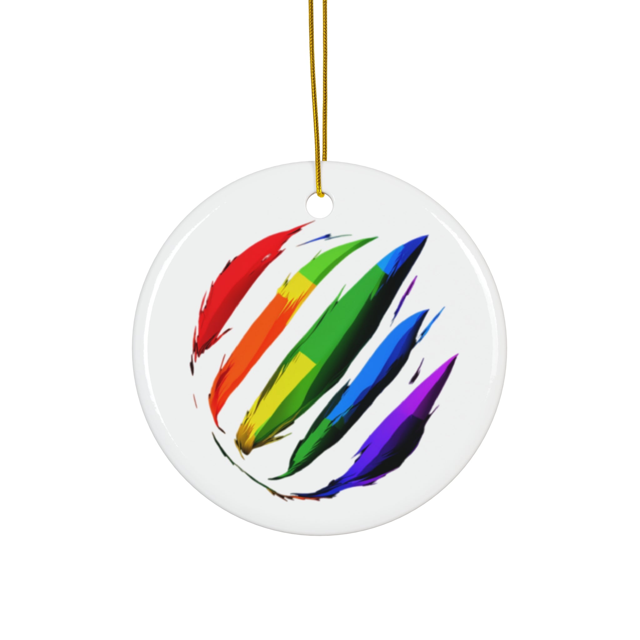 Rainbow Scratch Ceramic Ornament - 4 shapes
