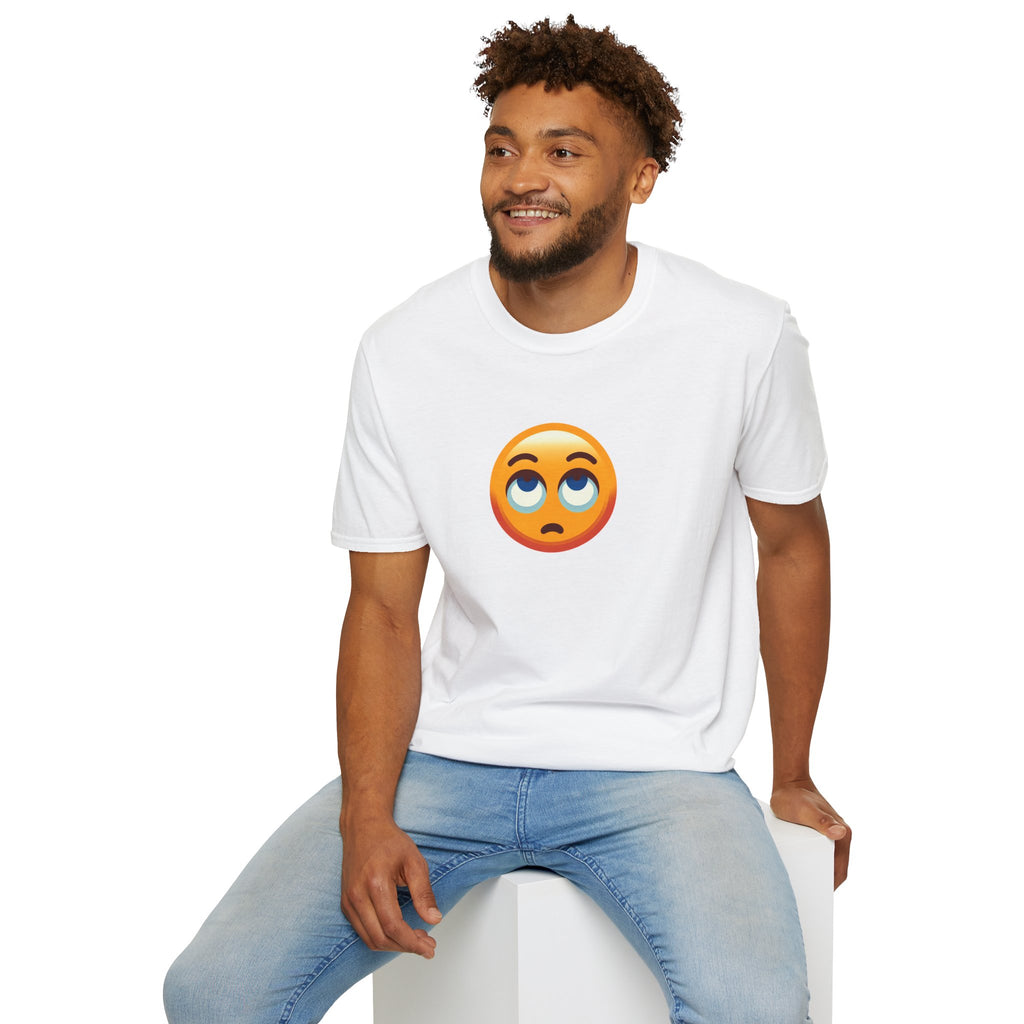 Unisex Softstyle T-Shirt with Eye Roll Emoji | Casual Graphic Tee for Everyday Humor