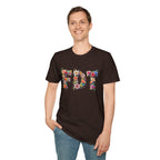 FDT Floral Letter Tee — Bold Floral Typography T-Shirt