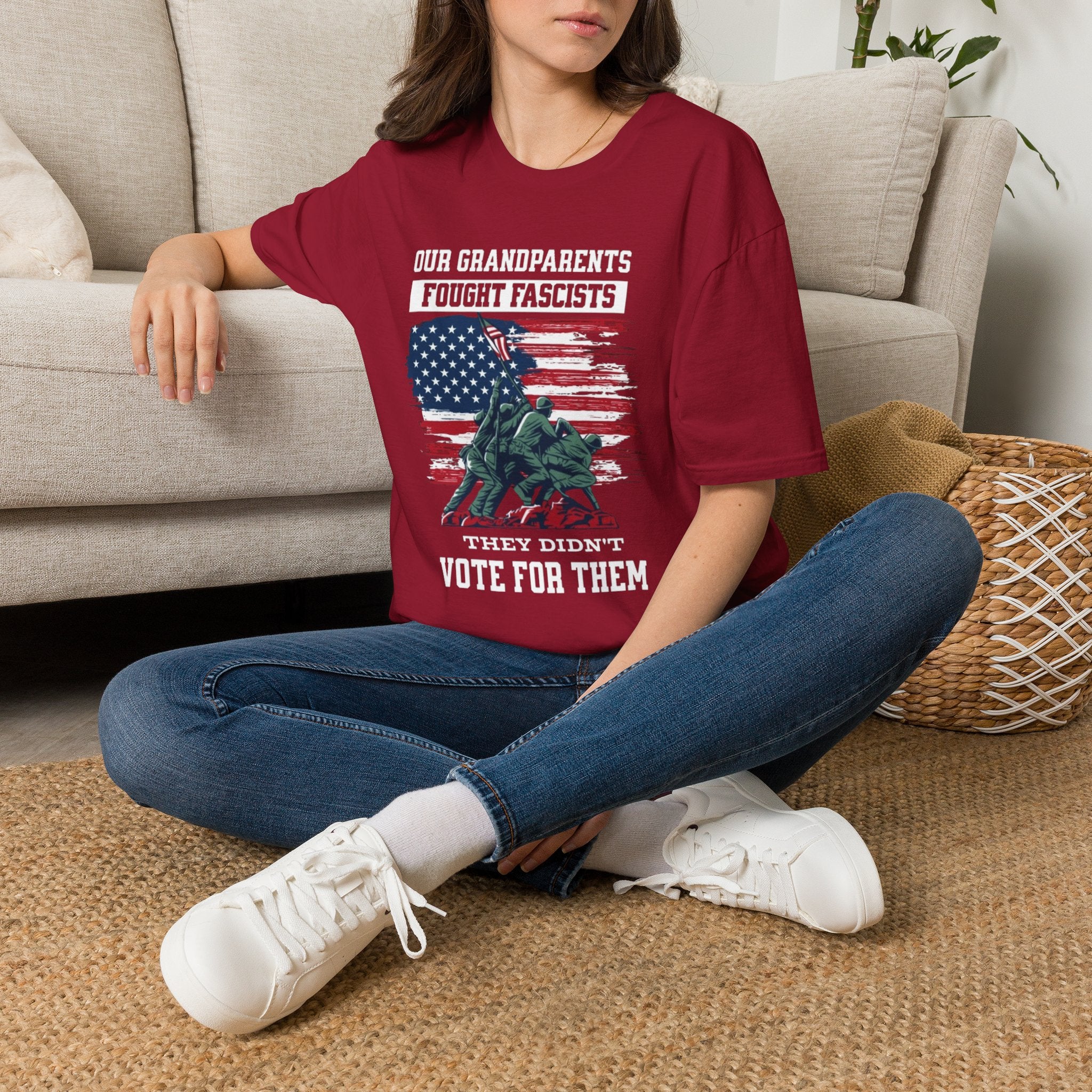 Unisex Softstyle T-Shirt: 'Our Grandparents Fought Fascists' Patriotic Tee