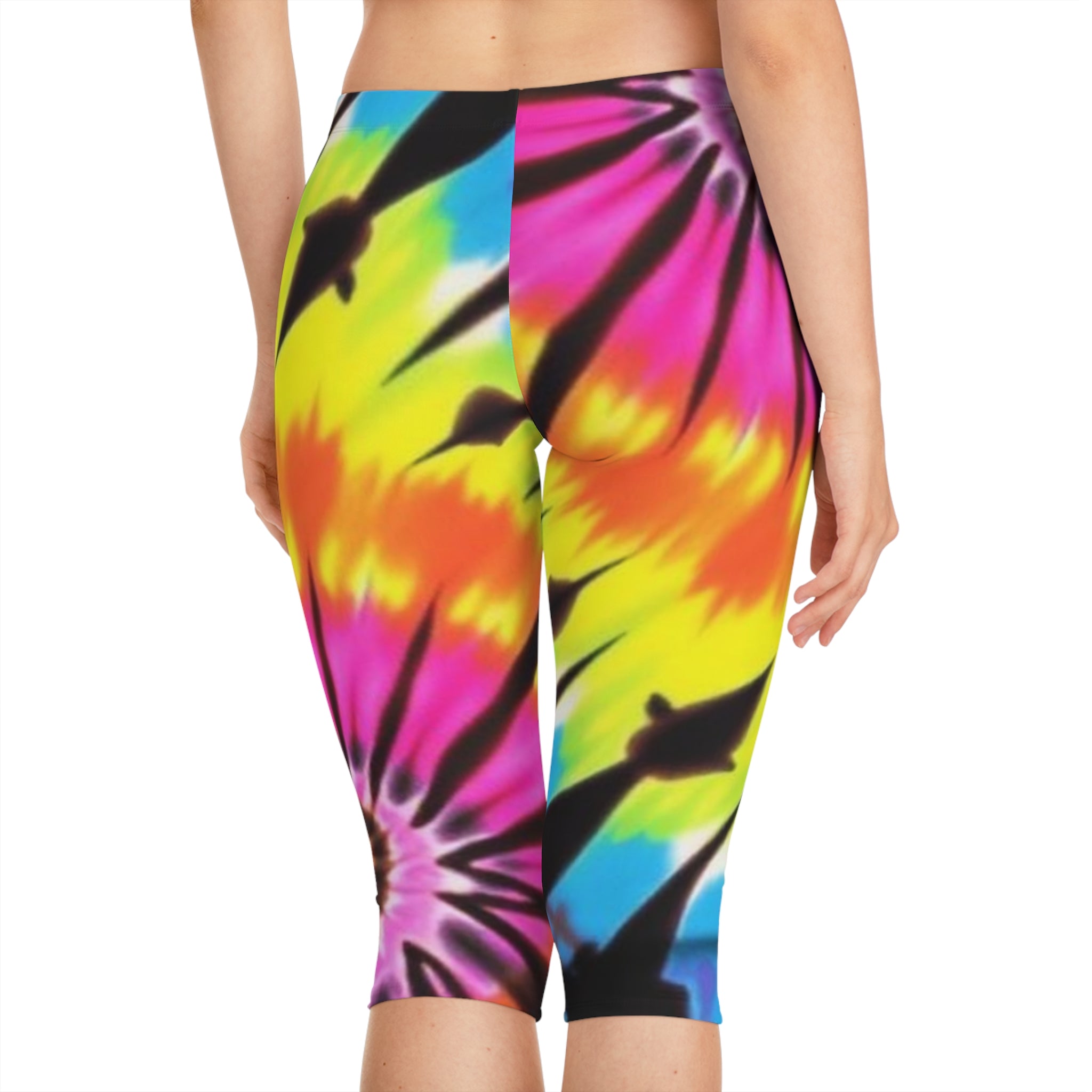 Colorful Tie-Dye Capri Leggings for Women - Vibrant Summer Activewear