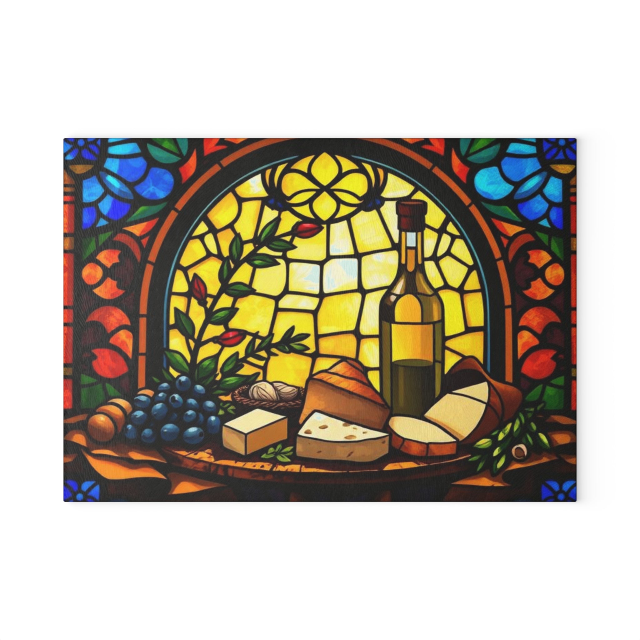 Stained Glass Wine and Cheese Cutting Board - Perfect For Entertaining