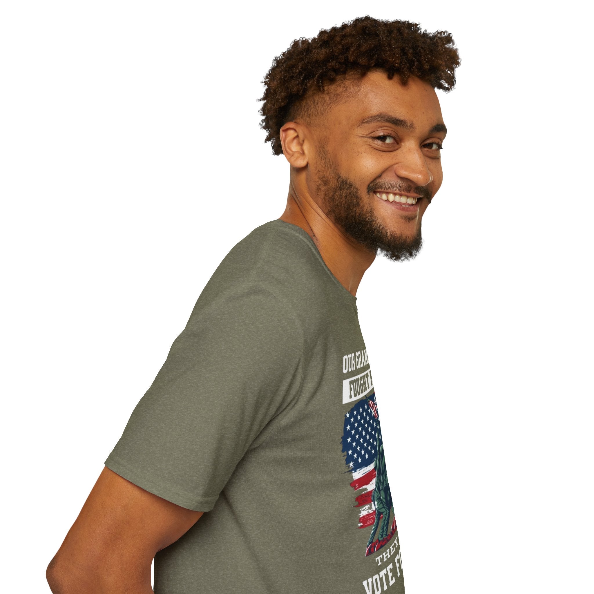 Unisex Softstyle T-Shirt: 'Our Grandparents Fought Fascists' Patriotic Tee