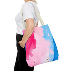 Pink, White and Blue Watercolor on Canvas Design - Tote Bag