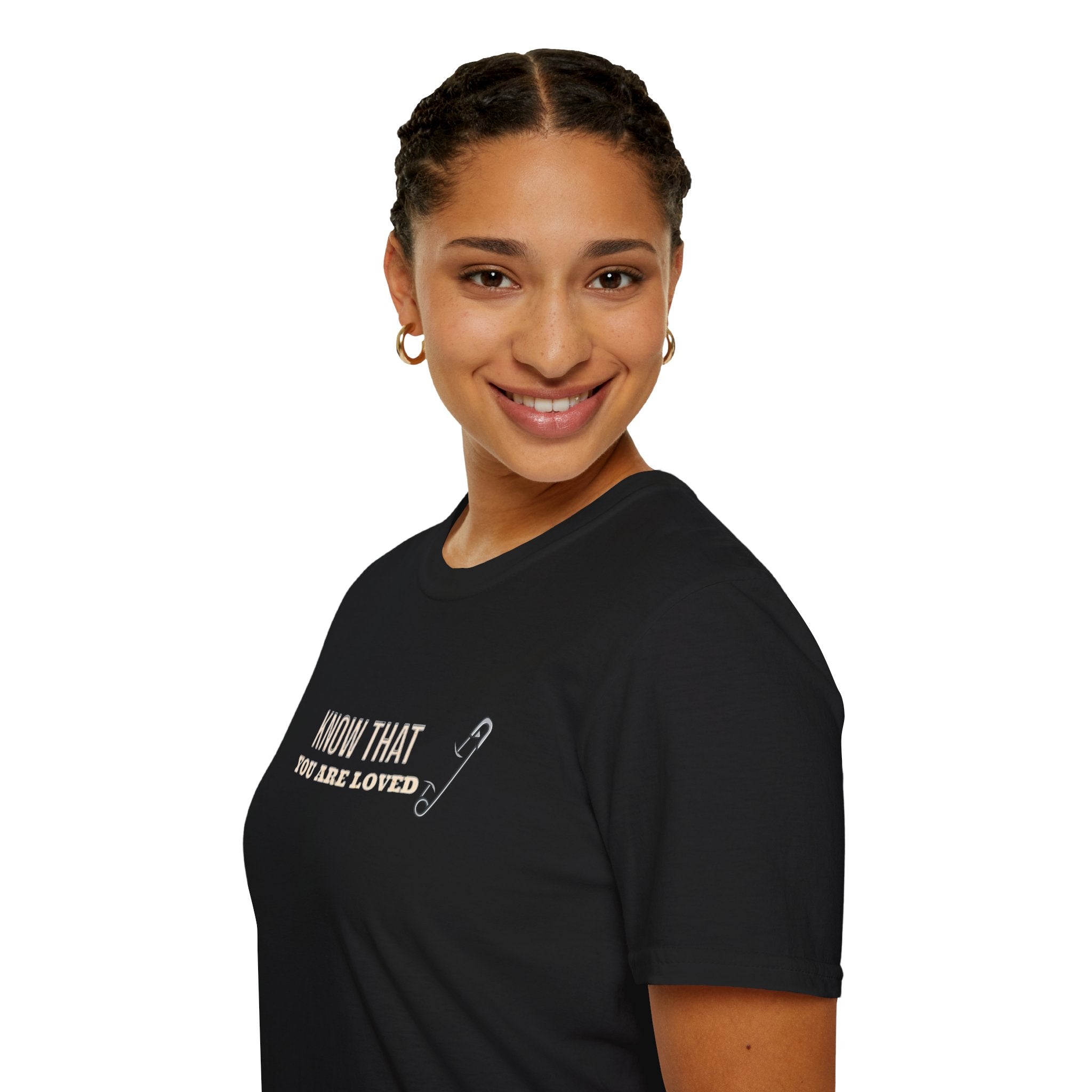 Safety Pin Know That You Are Loved Inspirational Tee Unisex Softstyle T-Shirt
