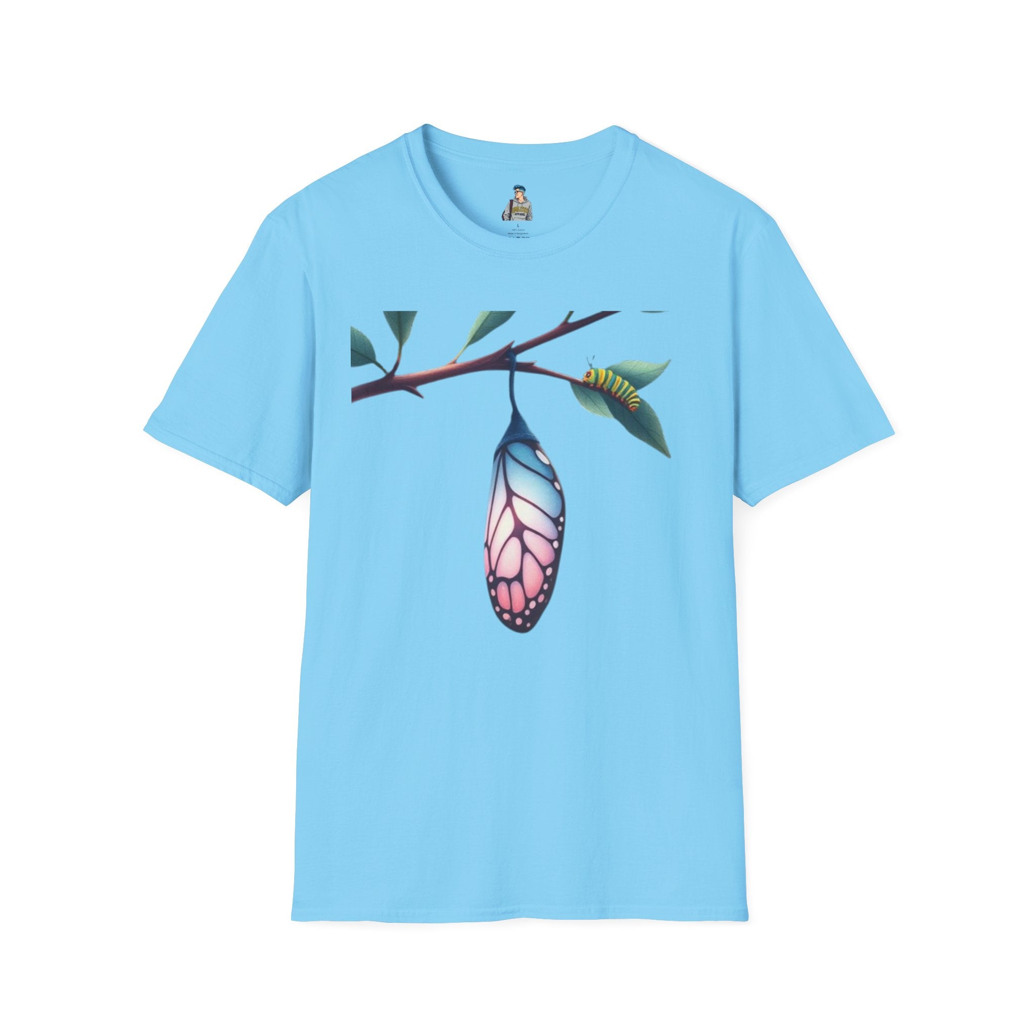 Trans Caterpillar to Butterfly Transformation T-Shirt, Unisex Graphic T-Shirt
