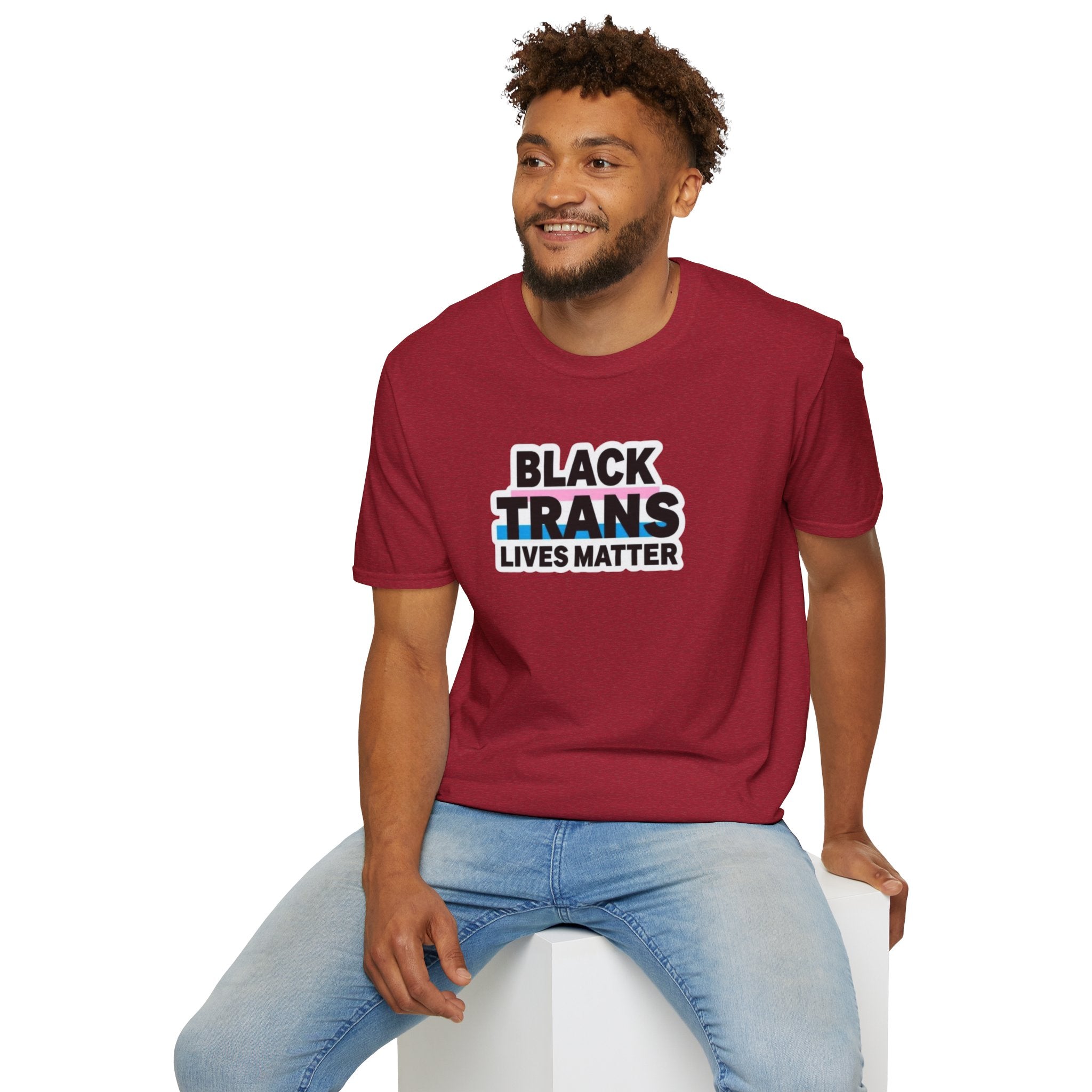 Unisex Softstyle T-Shirt - Black Trans Lives Matter Statement Tee