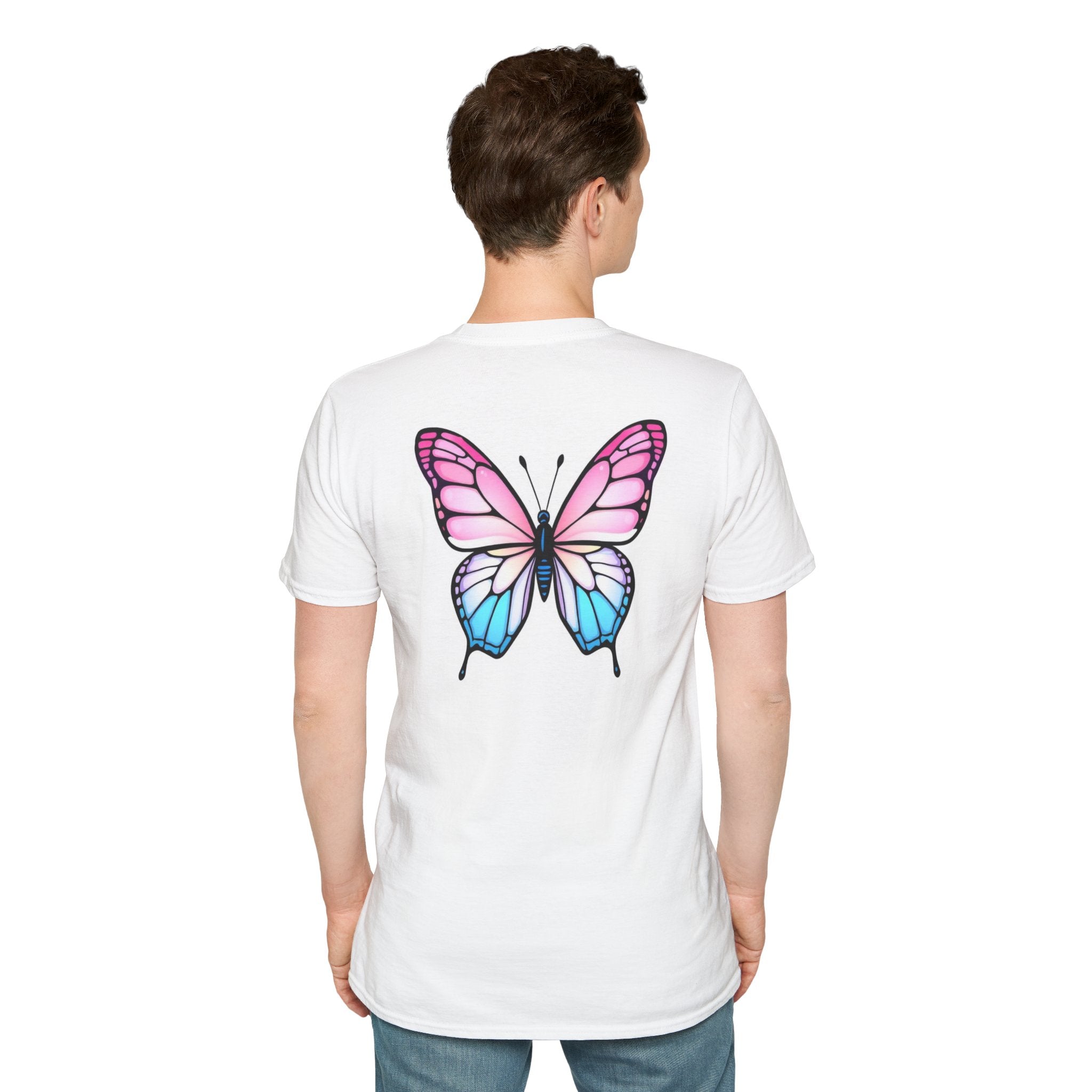 Trans Caterpillar to Butterfly Transformation T-Shirt, Unisex Graphic T-Shirt