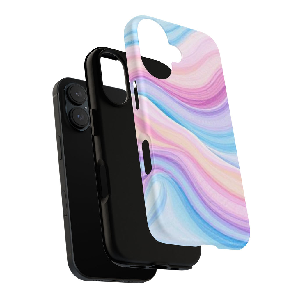 Pastel Marble Tough Phone Case iPhone — Swirled Pink & Blue Protective Cover