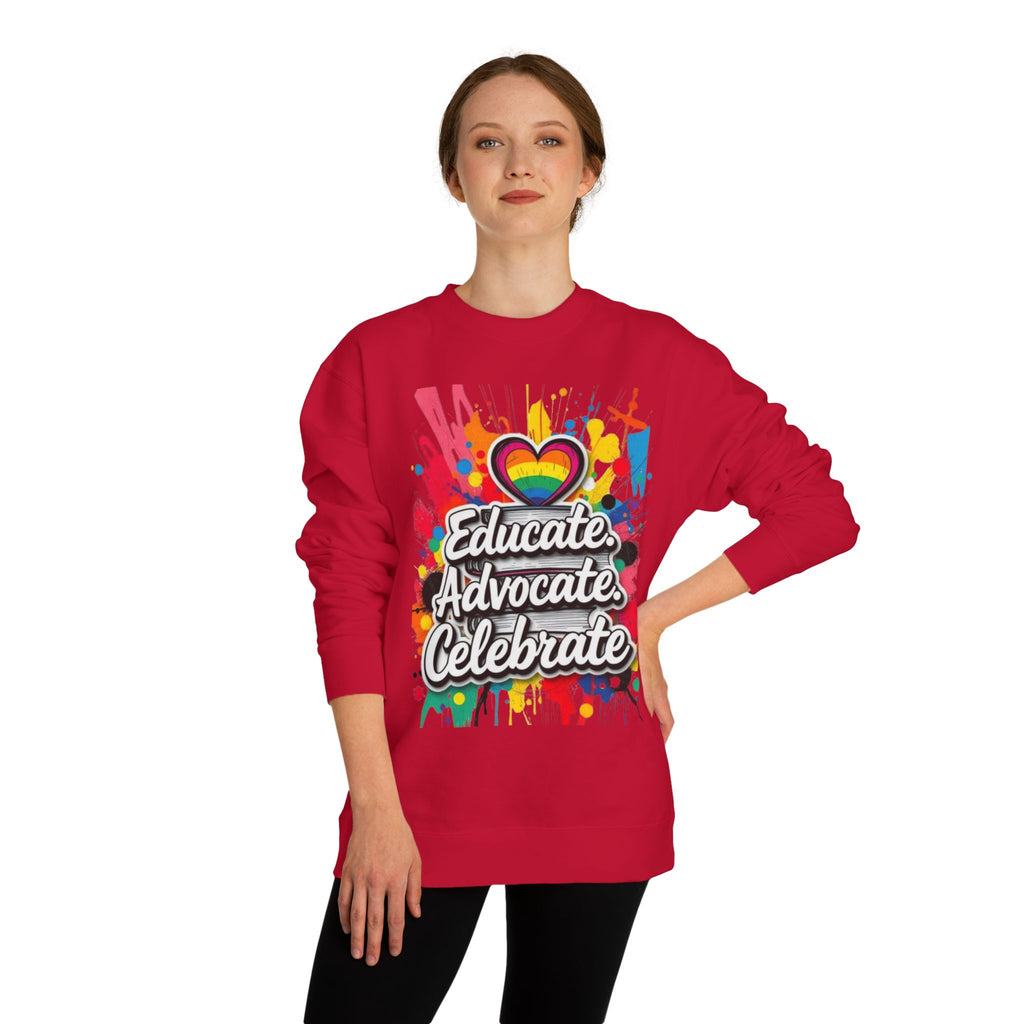 Educate, Advocate, Celebrate Unisex Crew Neck Sweatshirt - Empowerment Apparel