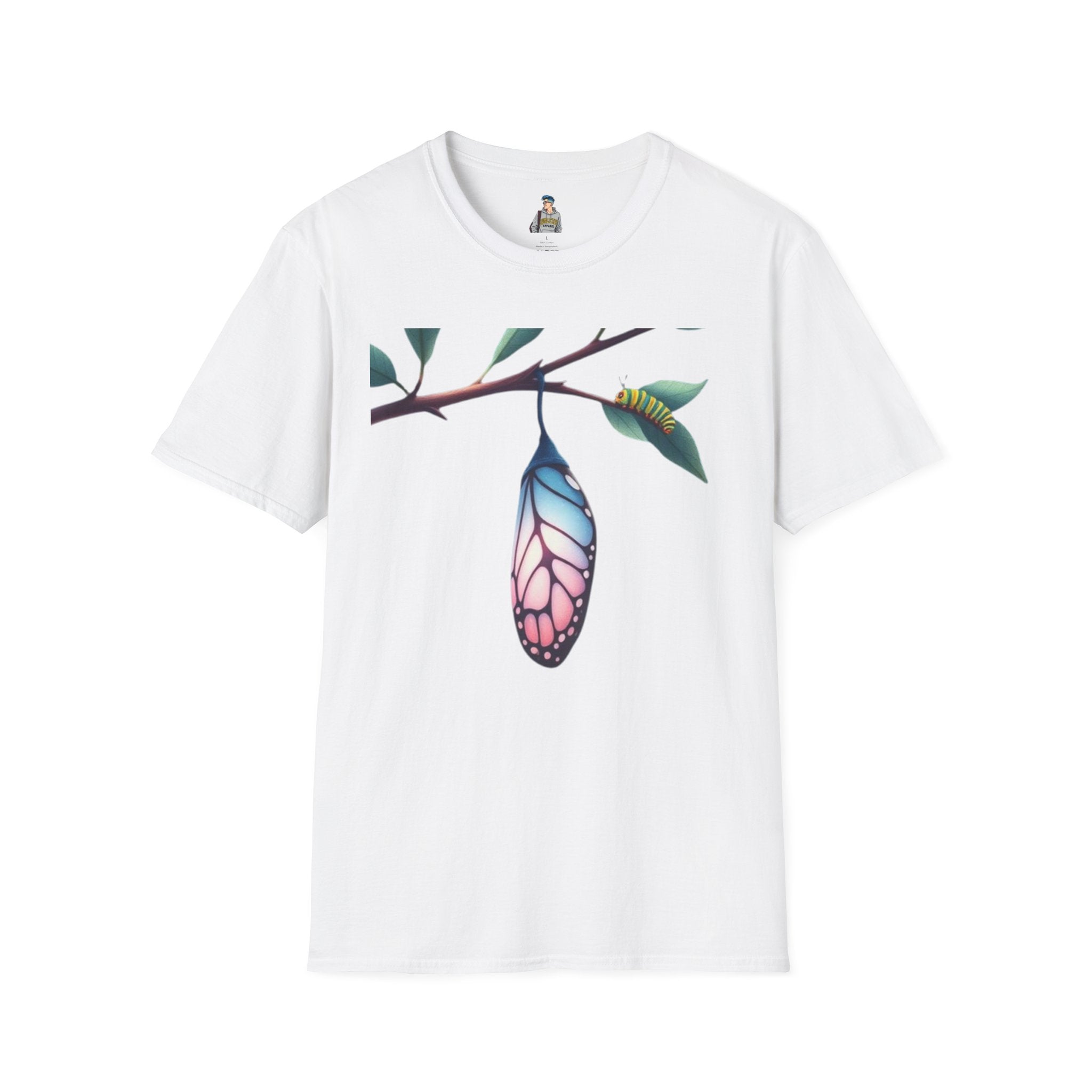 Trans Caterpillar to Butterfly Transformation T-Shirt, Unisex Graphic T-Shirt