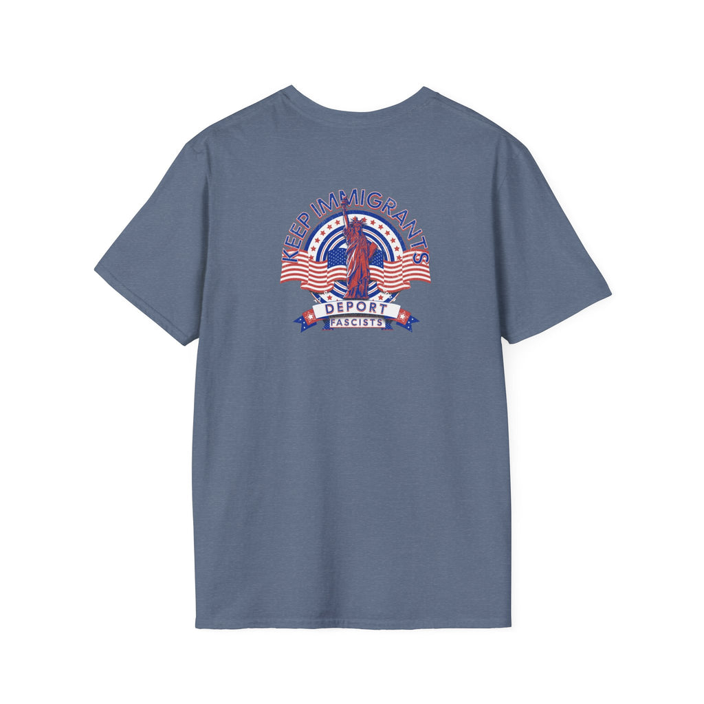 American Patriot - Keep Immigrants Deport Fascists Unisex T-Shirt - Celebrate Freedom & Diversity