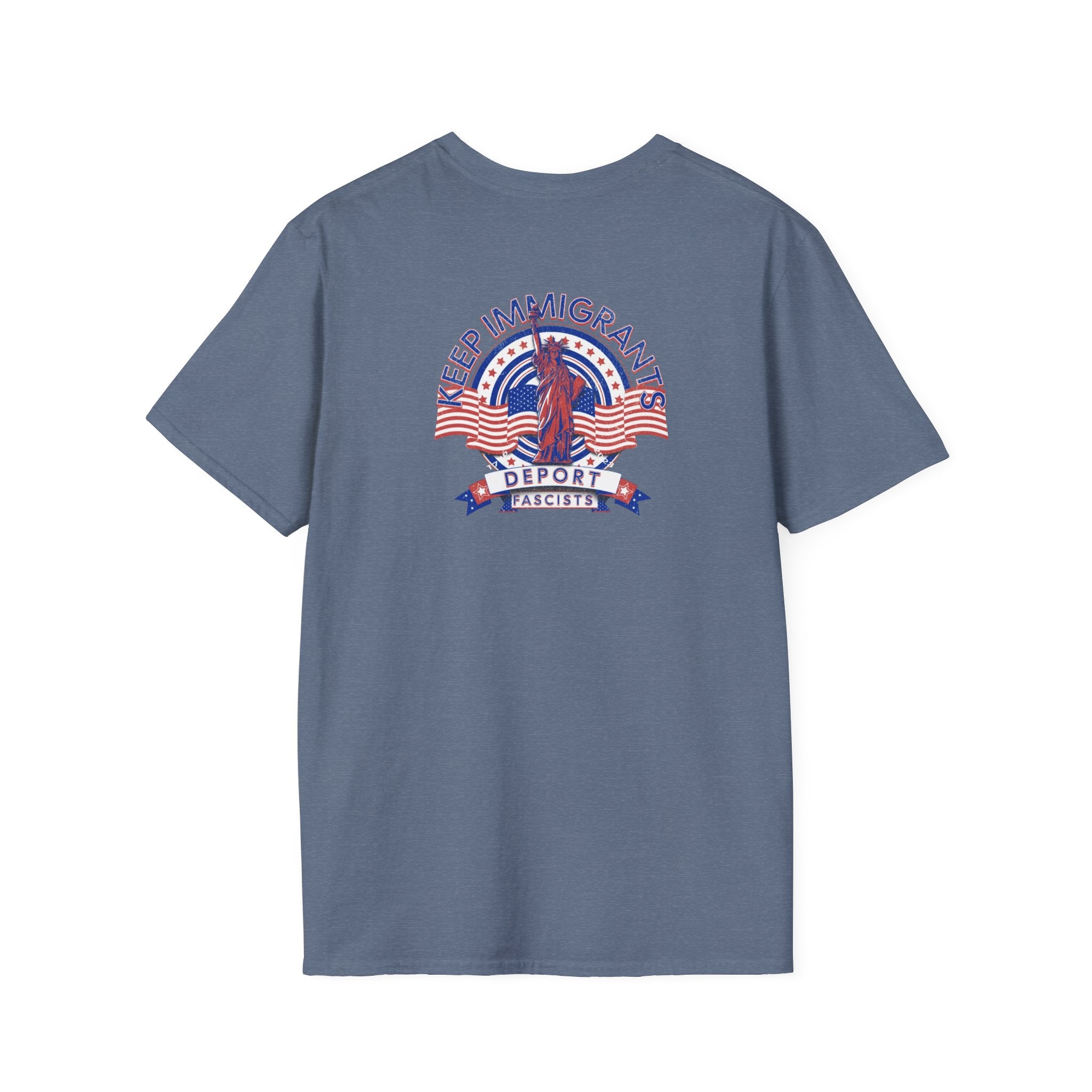 American Patriot - Keep Immigrants Deport Fascists Unisex T-Shirt - Celebrate Freedom & Diversity