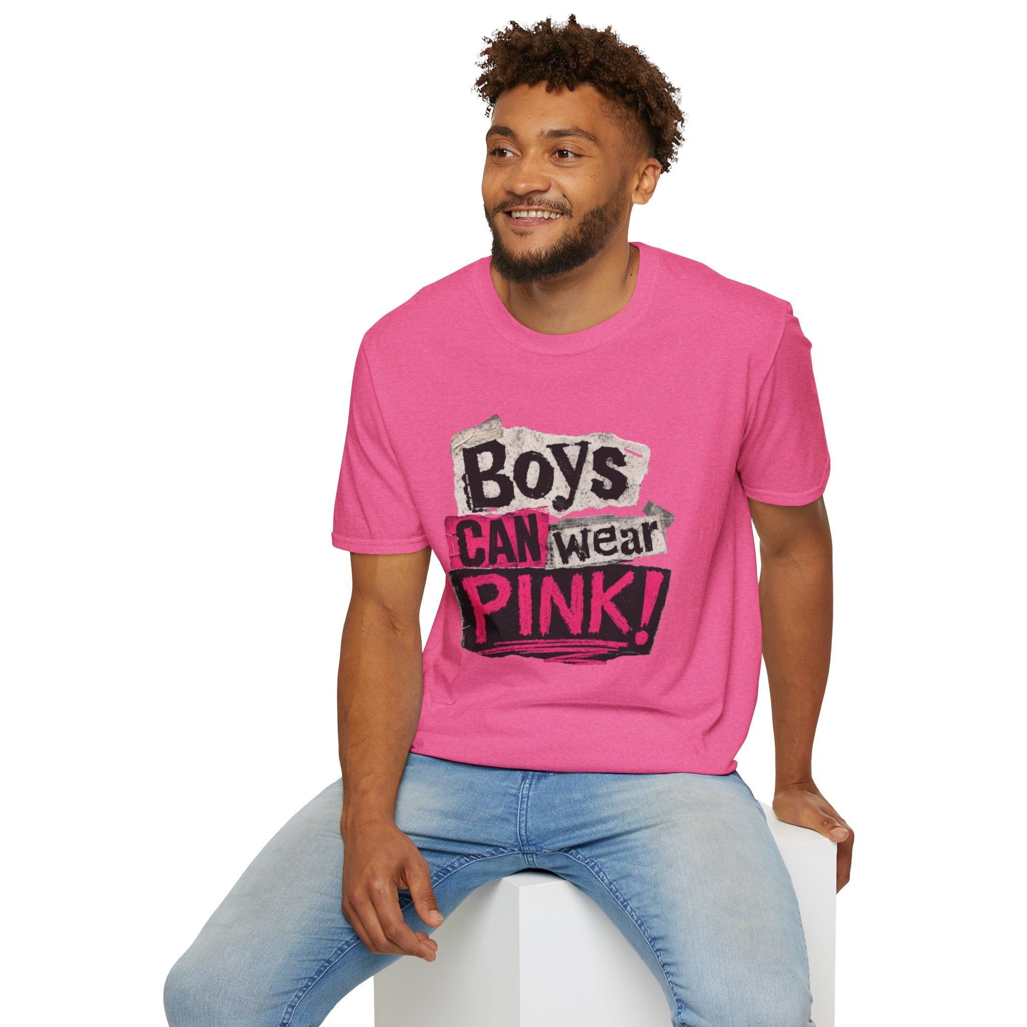Boys Can Wear Pink T-Shirt — Bold Retro Feminist Graphic Tee