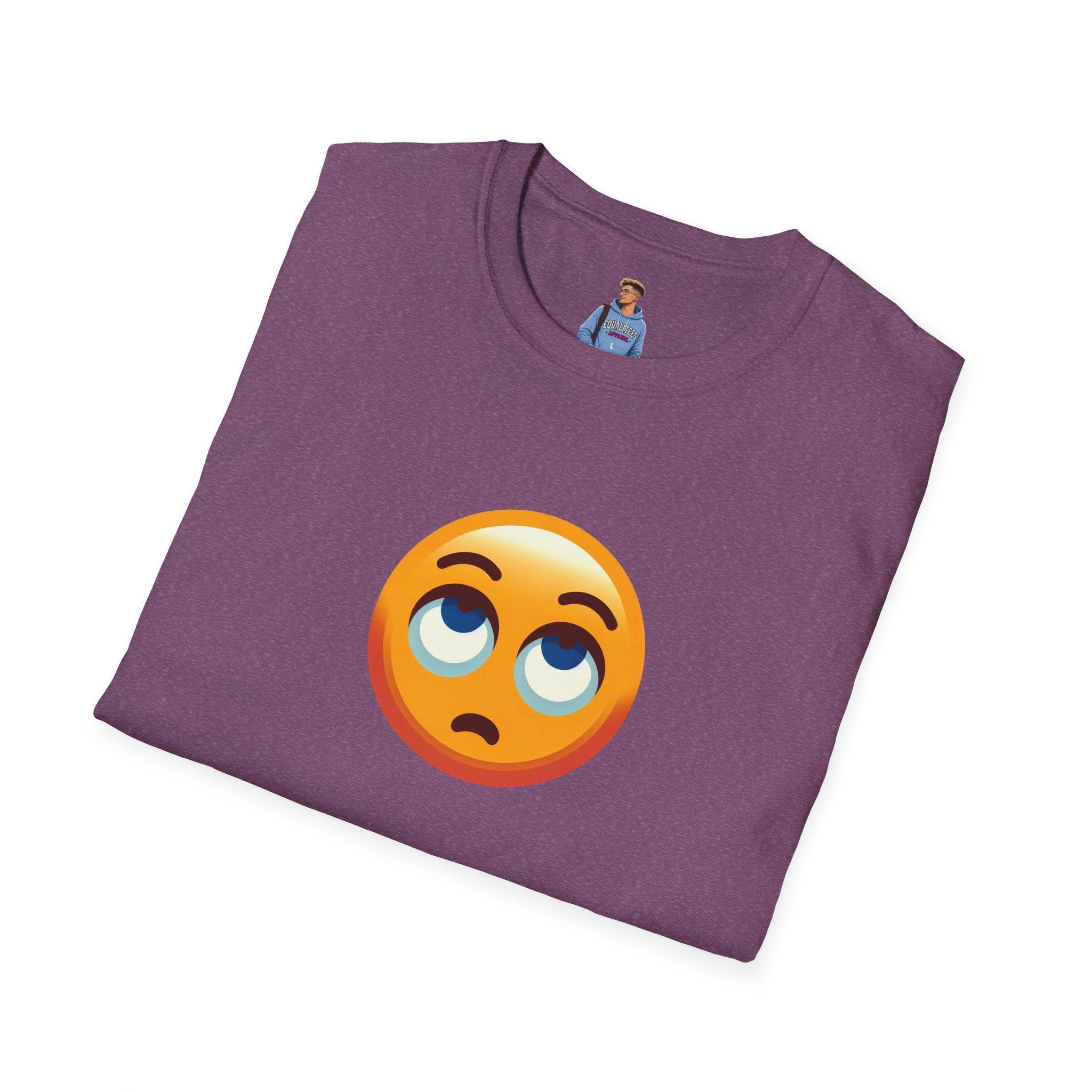 Unisex Softstyle T-Shirt with Eye Roll Emoji | Casual Graphic Tee for Everyday Humor