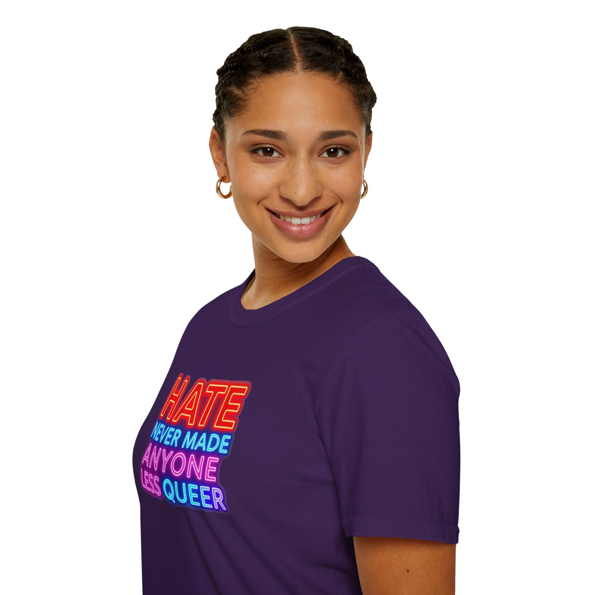 LGBTQ+ Pride Unisex T-Shirt - "Hate Never Made Anyone Less Queer" & "We All Belong" Design