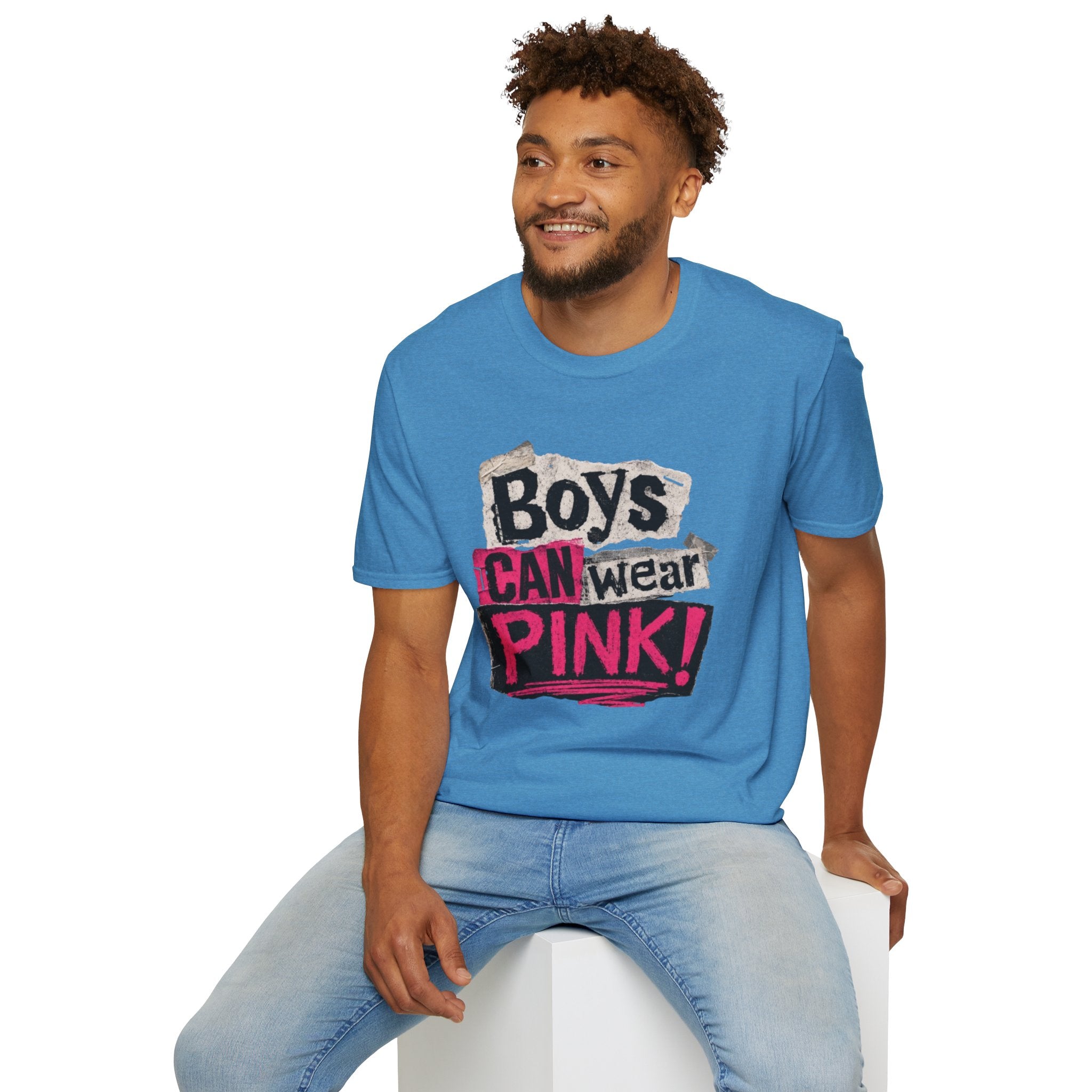 Boys Can Wear Pink T-Shirt — Bold Retro Feminist Graphic Tee