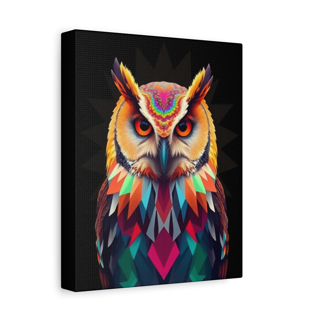 Colorful Owl Canvas Wall Art - 1.25" Stretched Matte