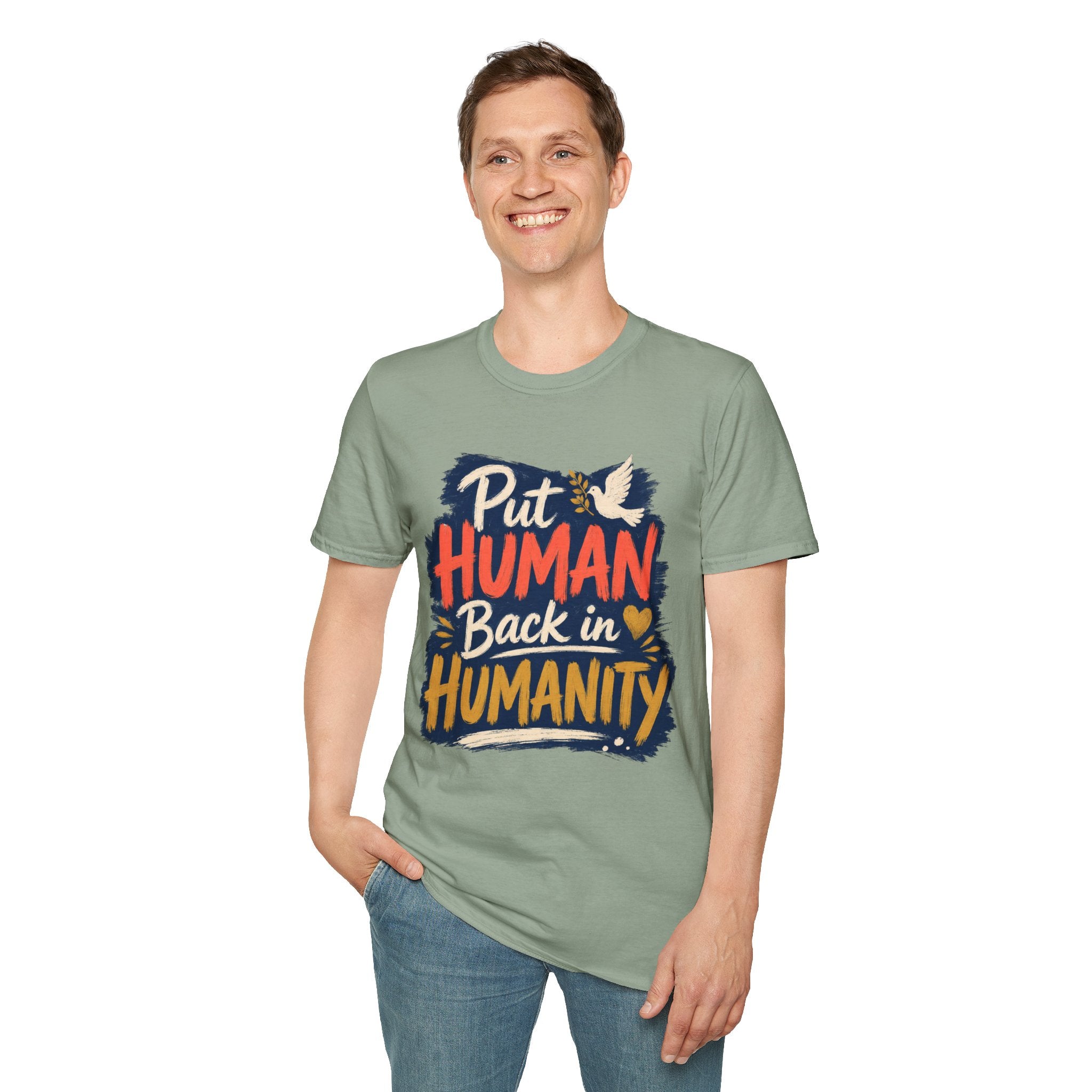 Put Human Back in Humanity T-Shirt — Inspirational Peace Dove Tee