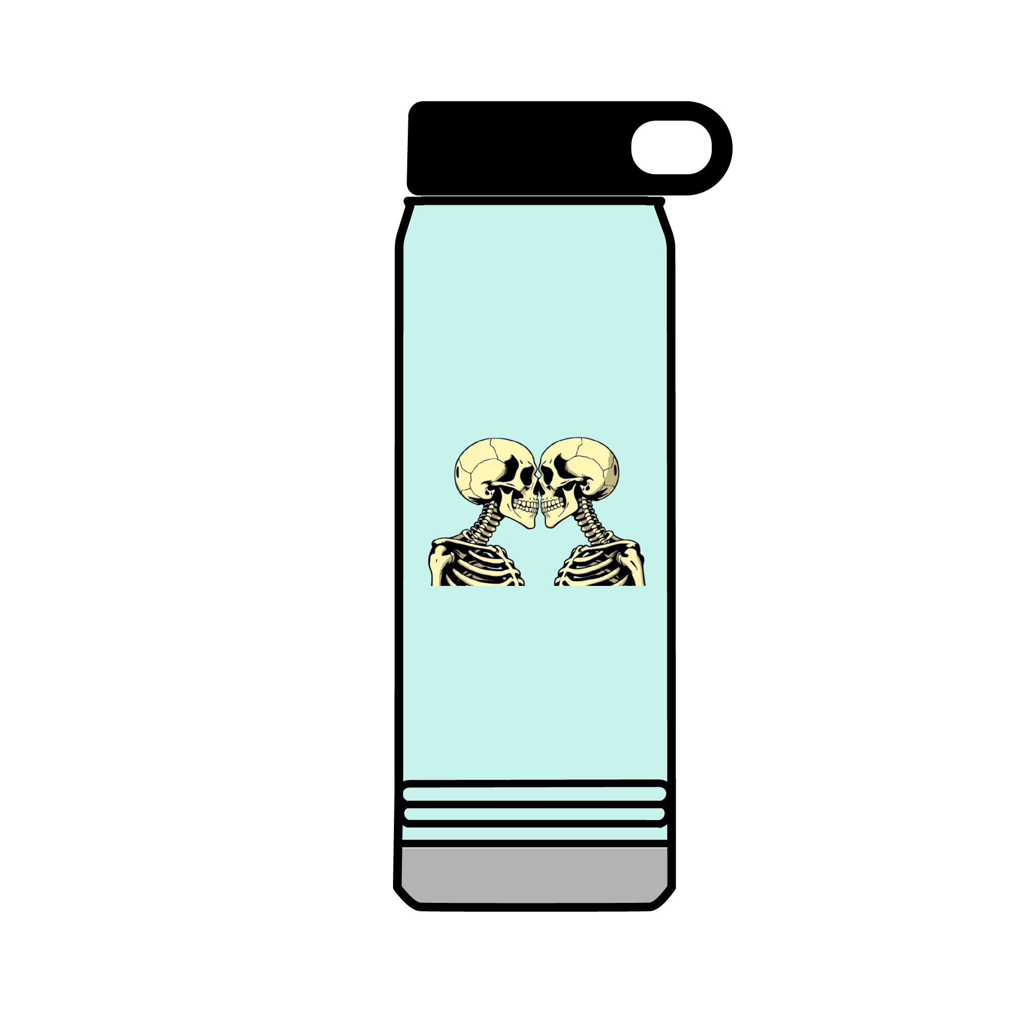 32oz Water Bottle Kissing Skeletons