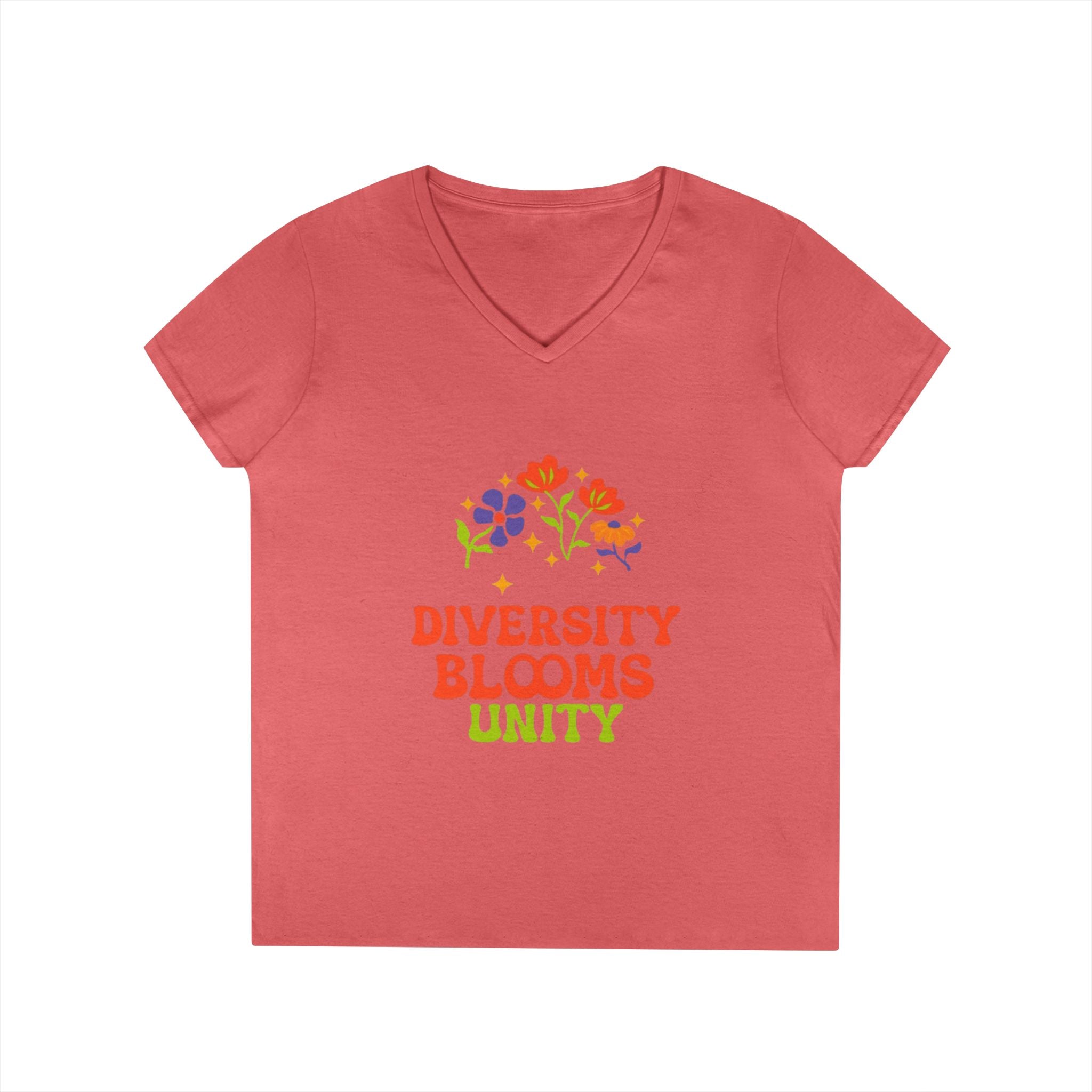 V-Neck T-Shirt Diversity Blooms Unity Floral Design