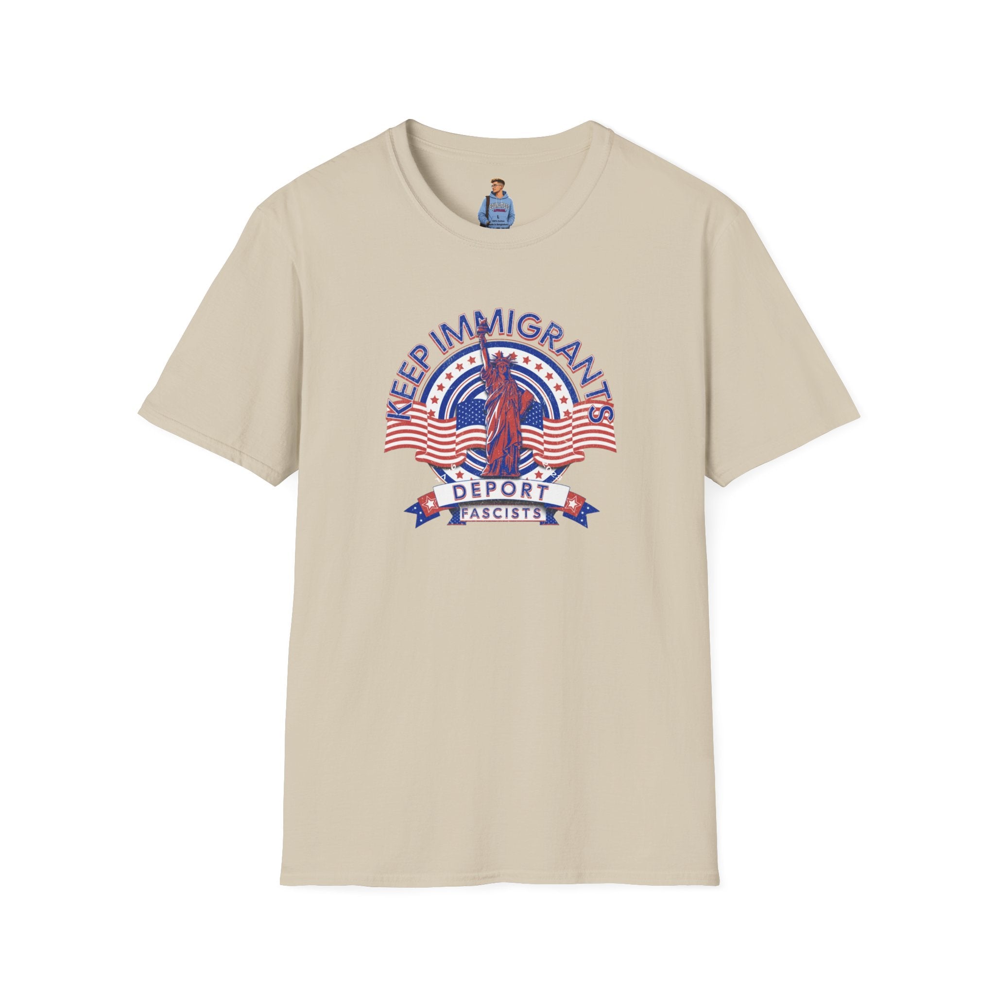 American Patriot - Keep Immigrants Deport Fascists Unisex T-Shirt - Celebrate Freedom & Diversity