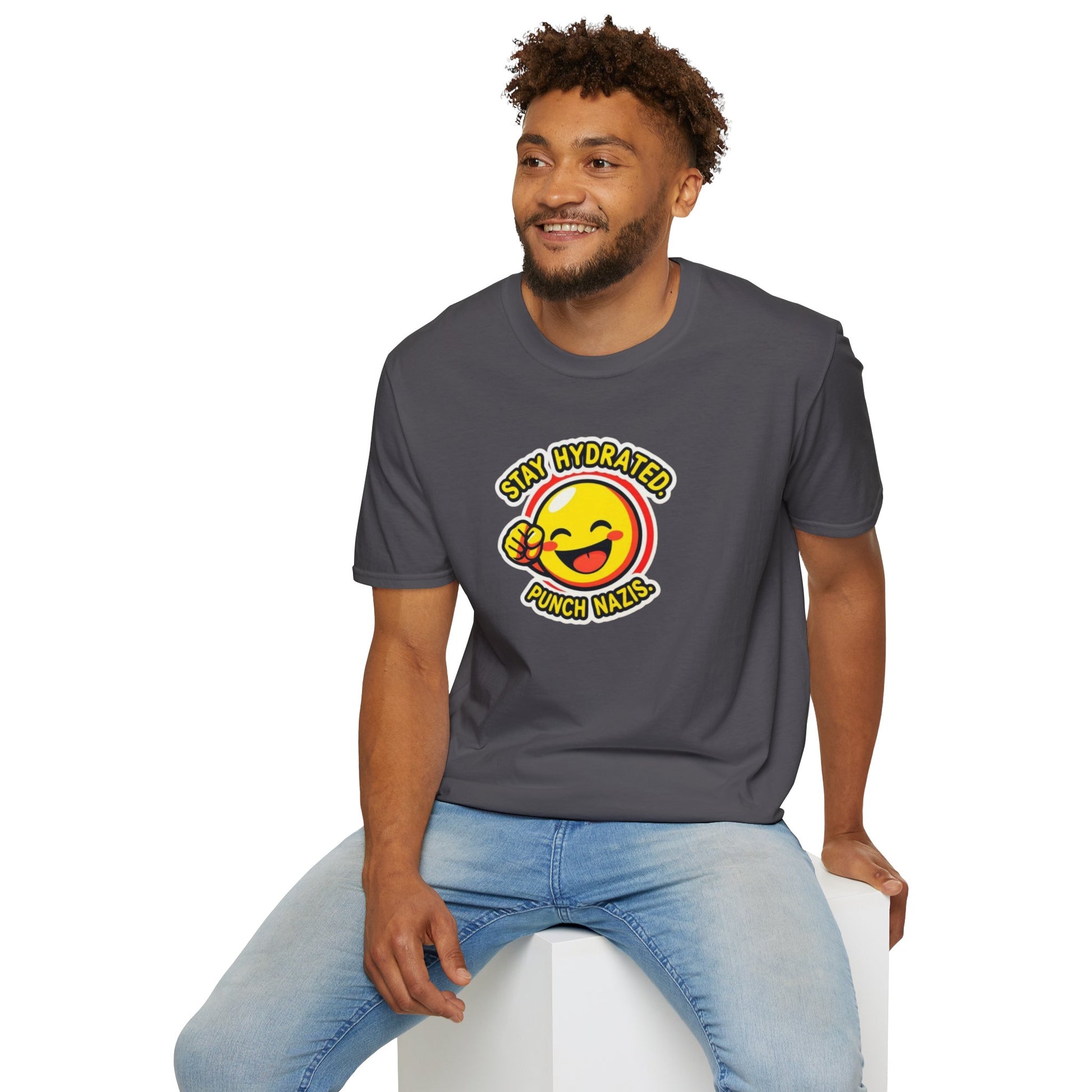 Stay Hydrated, Punch Nazis Funny Emoji T-Shirt