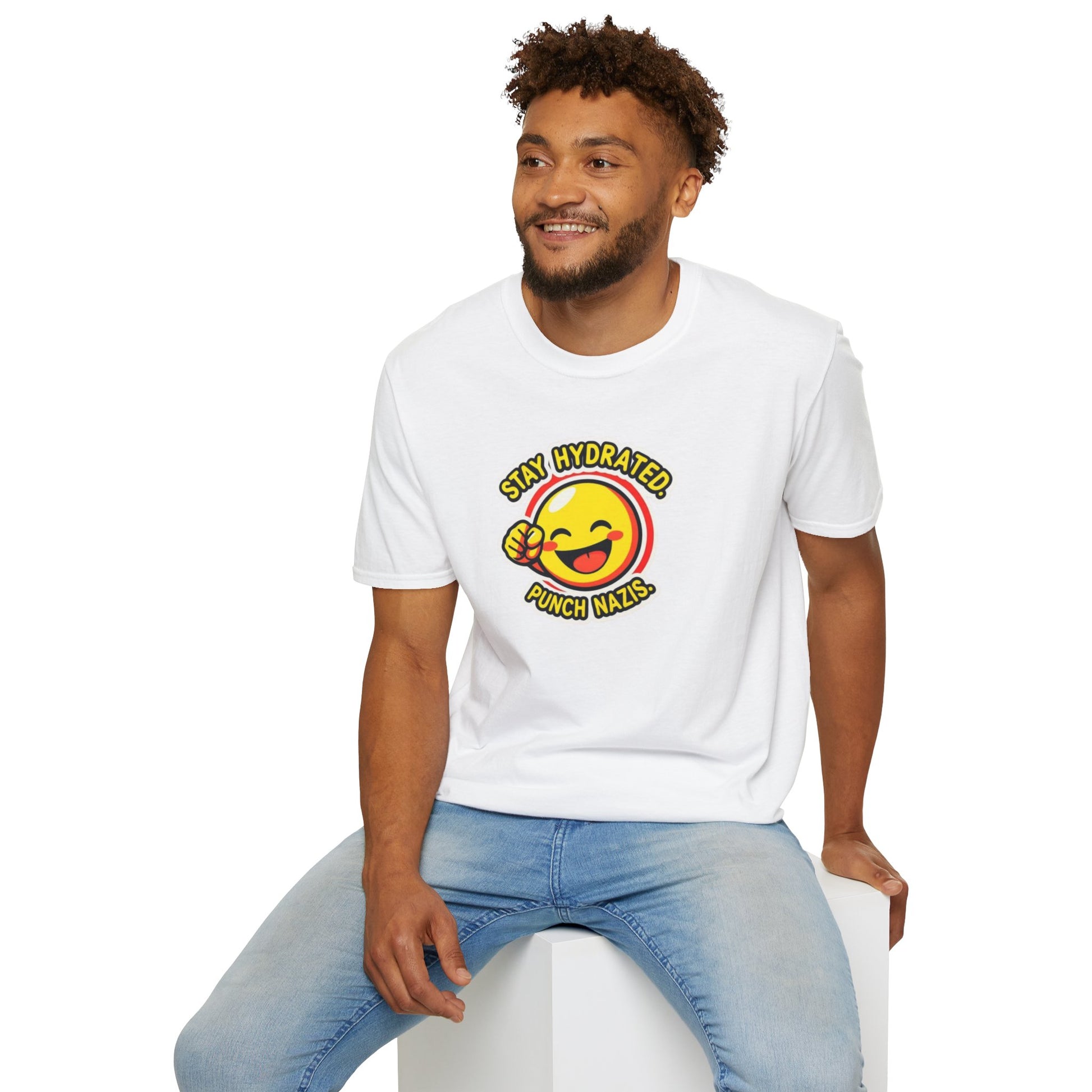 Stay Hydrated, Punch Nazis Funny Emoji T-Shirt