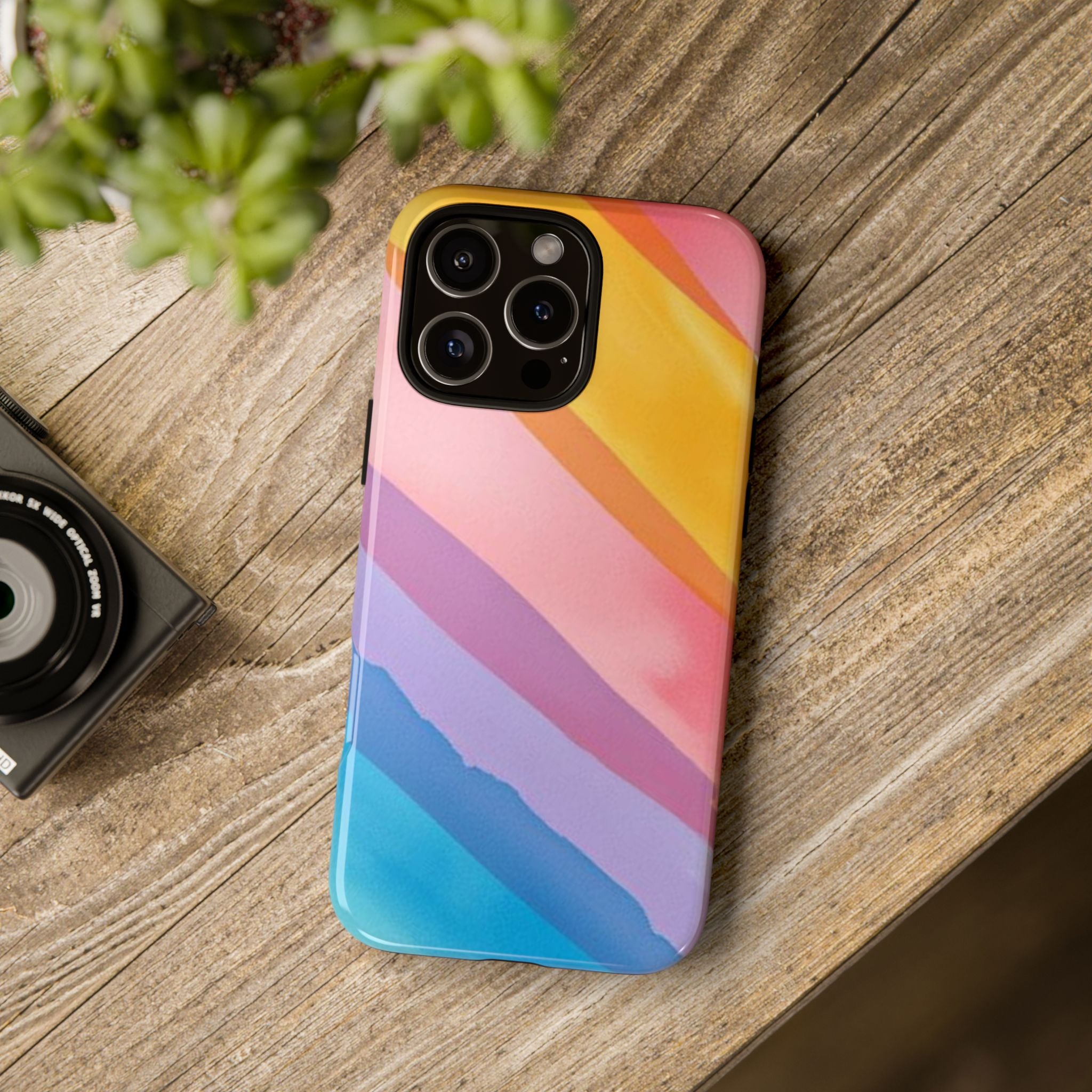 Colorful Diagonal Watercolor Tough Phone Case for iPhone