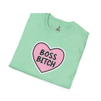 Unisex Softstyle T-Shirt - 'Boss Bitch' Heart Design - Funny Statement Tee