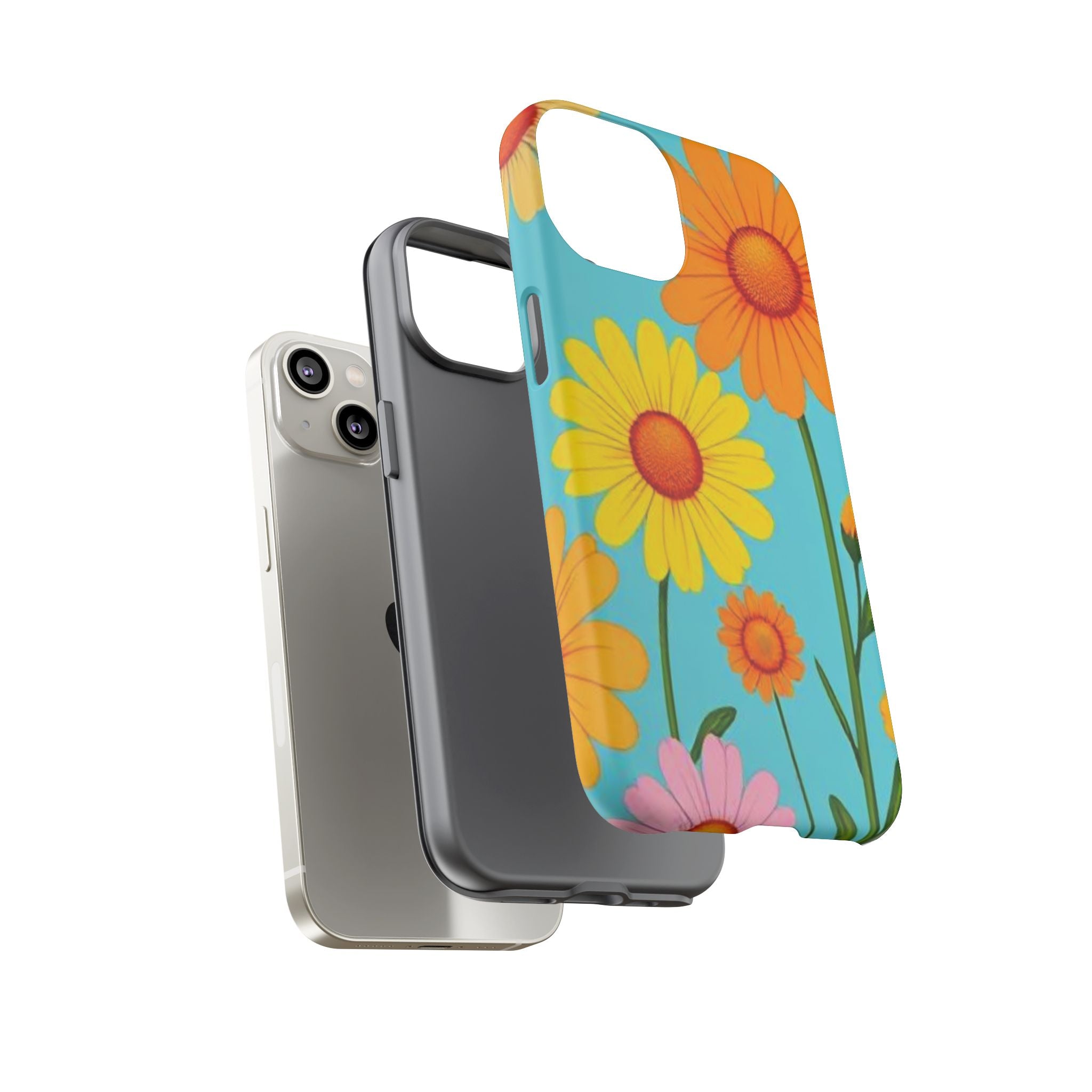 Floral Tough Phone Case for iPhone — Bright Daisy Garden Protective Cover