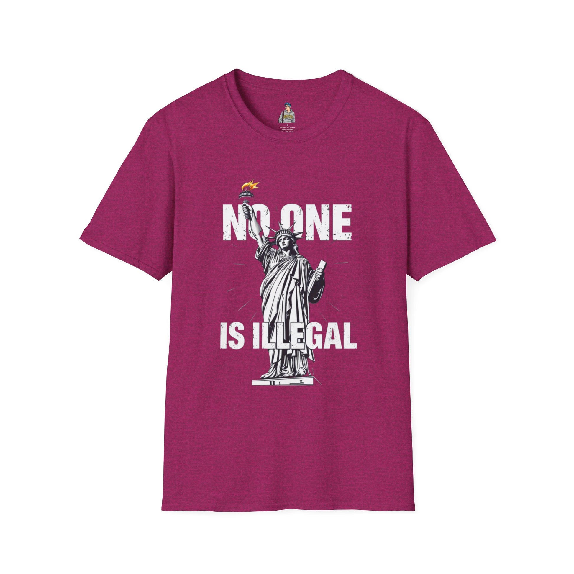 Unisex Softstyle T-Shirt - 'No One Is Illegal' Graphic Tee for Social Justice Advocates