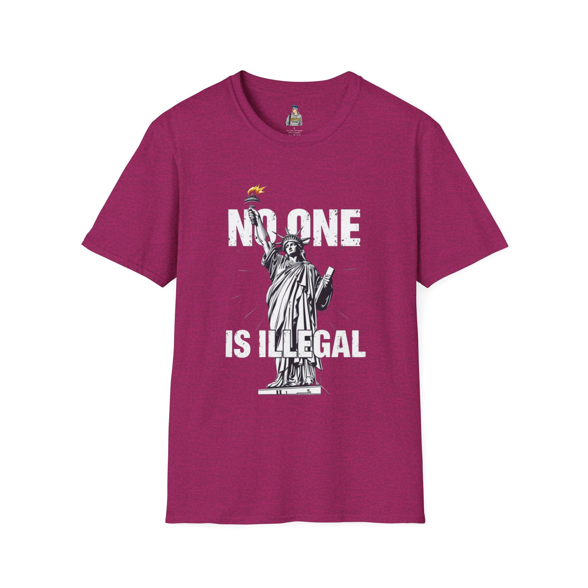 Unisex Softstyle T-Shirt - 'No One Is Illegal' Graphic Tee for Social Justice Advocates