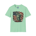 Statue of Liberty Stepping on MAGA American Flag T-Shirt — Patriotic USA Independence Day Tee